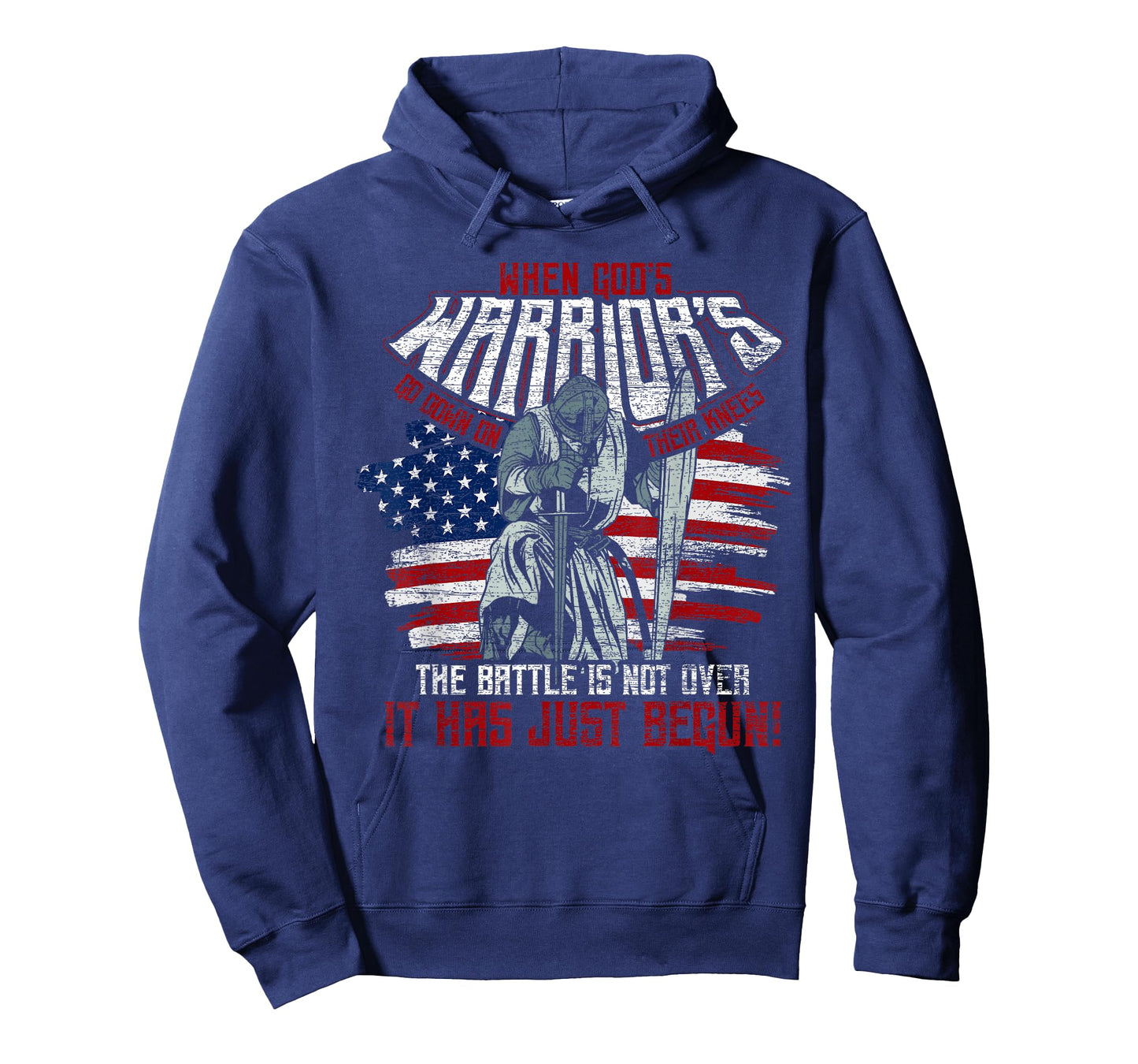 USA Flag When Gods Warriors Go Down On Their Knees Jesus T-Shirt