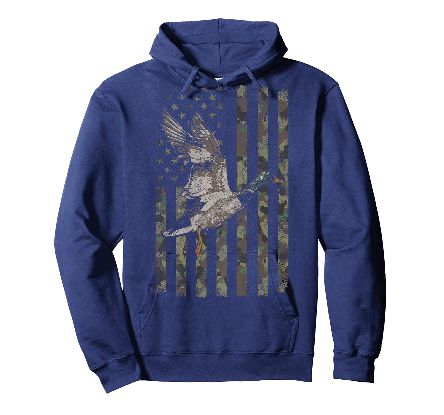 Hunting Duck Camo American Flag (Design on Back) T-Shirt