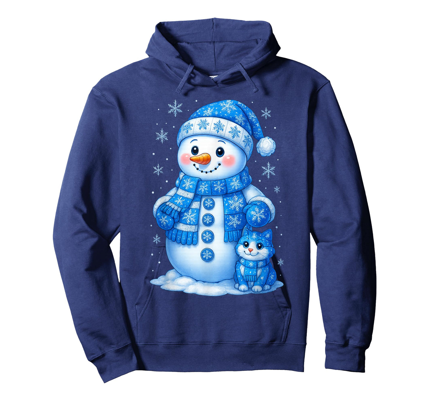 Cute Snowman and Cat Christmas Winter Snowflake Holiday T-Shirt