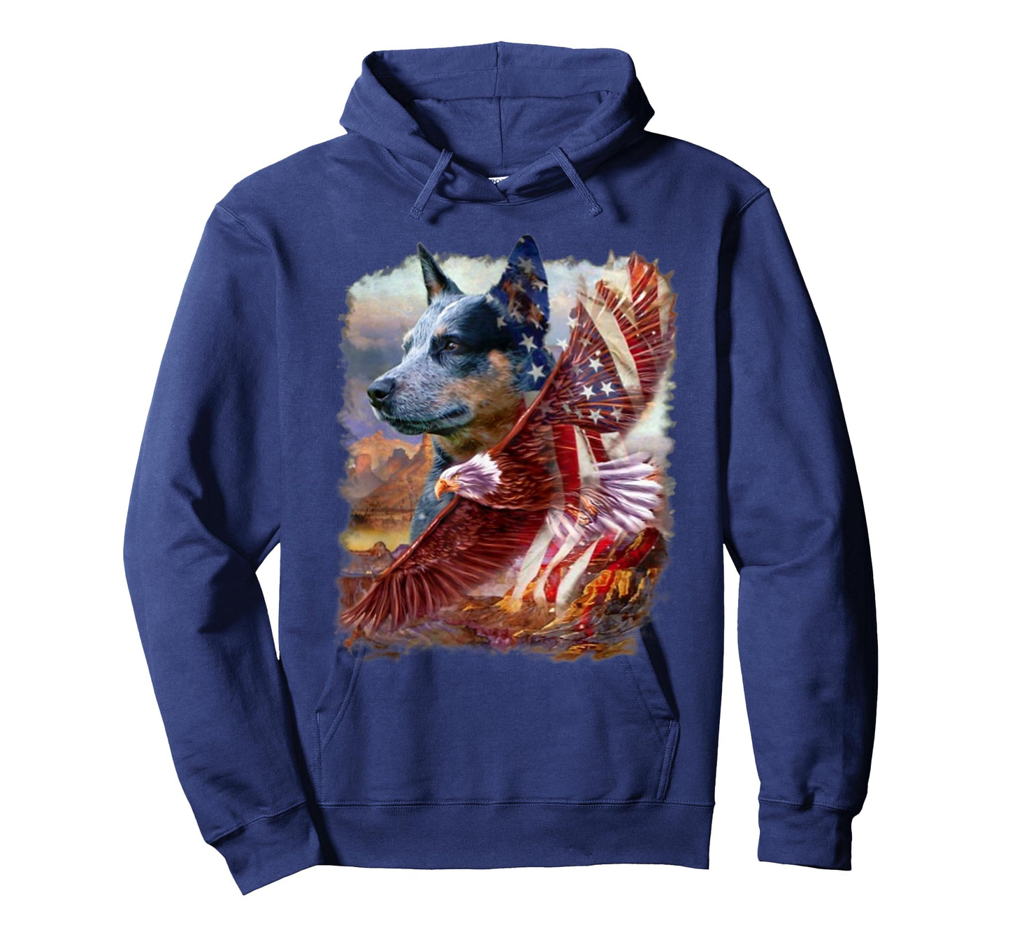 Heeler Dog Eagle American Flag 4th July Independence Day T-Shirt