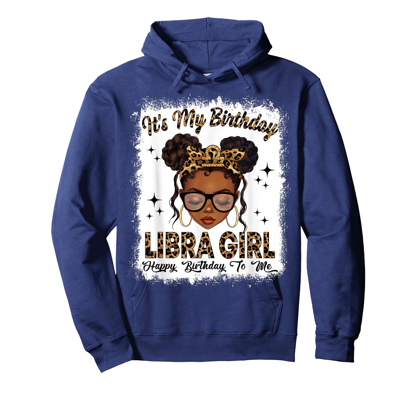 Libra Girl Leopard Messy Bun Black Girl Zodiac Sign T-Shirt
