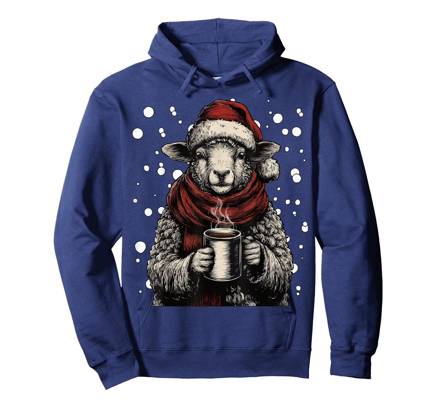 Cute Christmas Sheep Santa Hat Coffee Lover Funny Winter T-Shirt