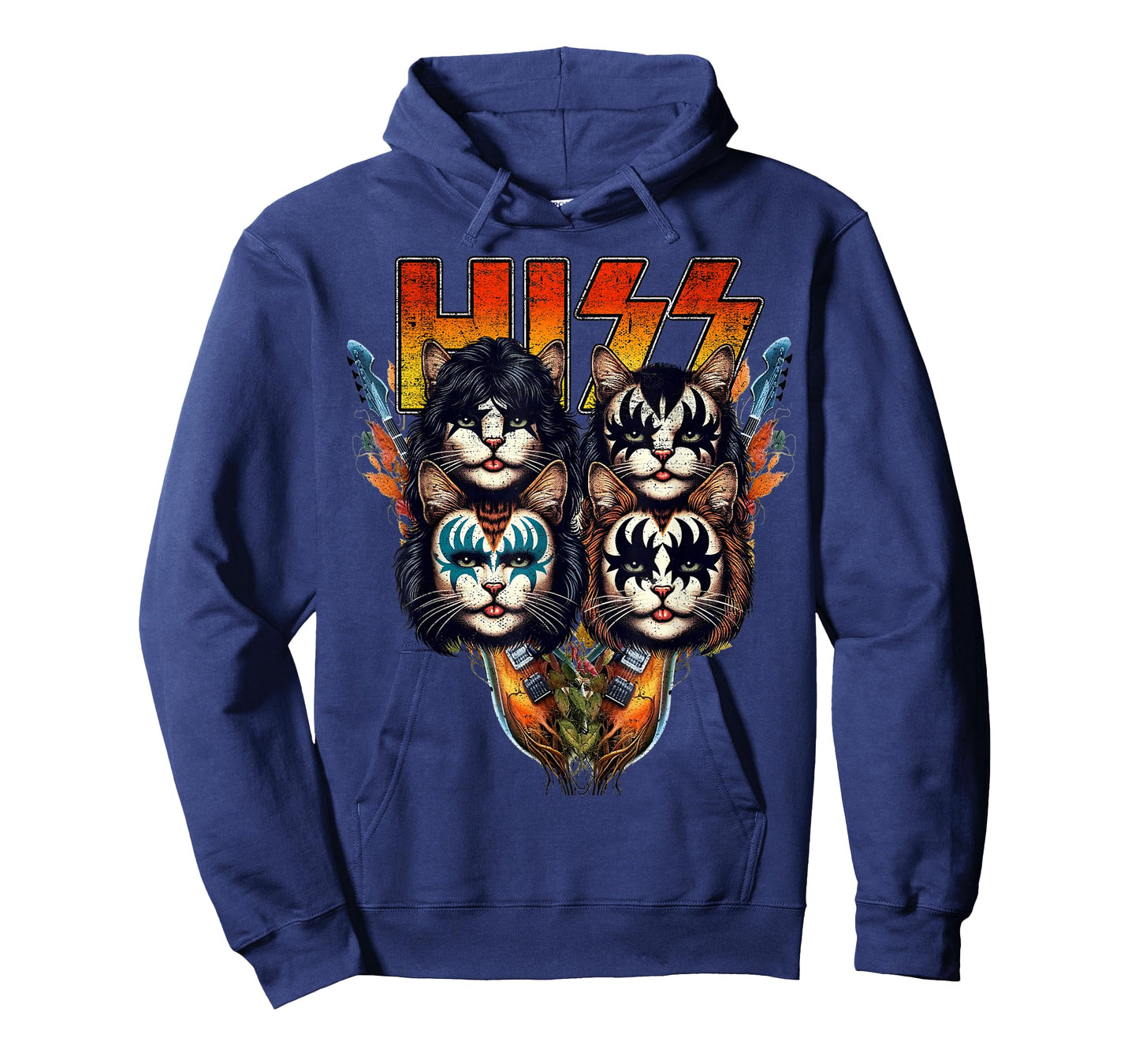 Hiss Funny Cats Kittens Parody Rock Rockin Vintage Retro cat T-Shirt