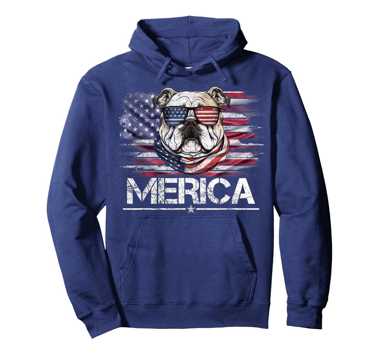 Vintage Bulldog Dog, Merica Bulldog Dog USA Flag Funny T-Shirt