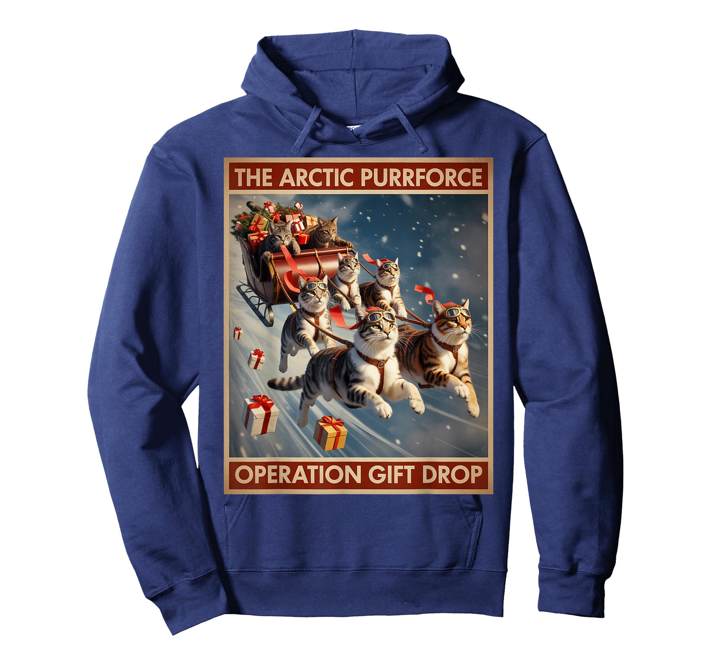 The Arctic Purrforce – Classic Christmas Cats Sleigh Ride T-Shirt