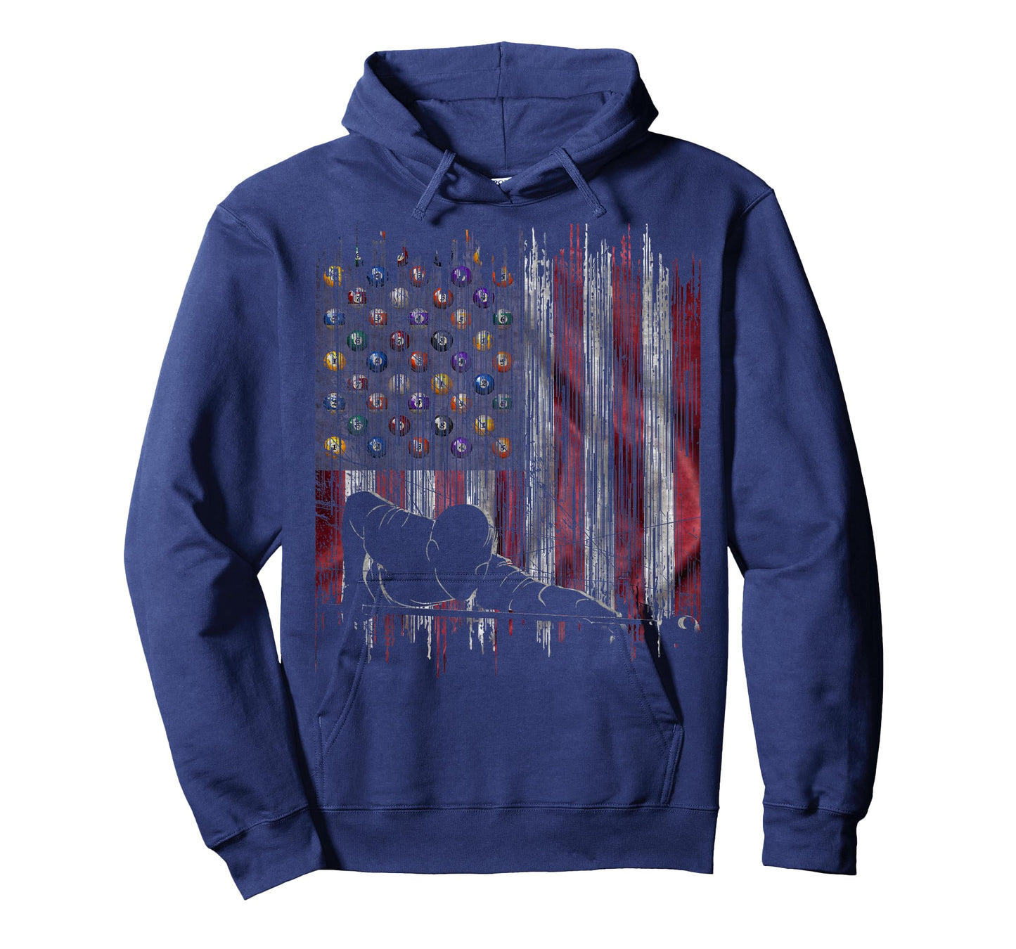 Vintage USA Flag Pool Billiards Player Silhouette T-Shirt