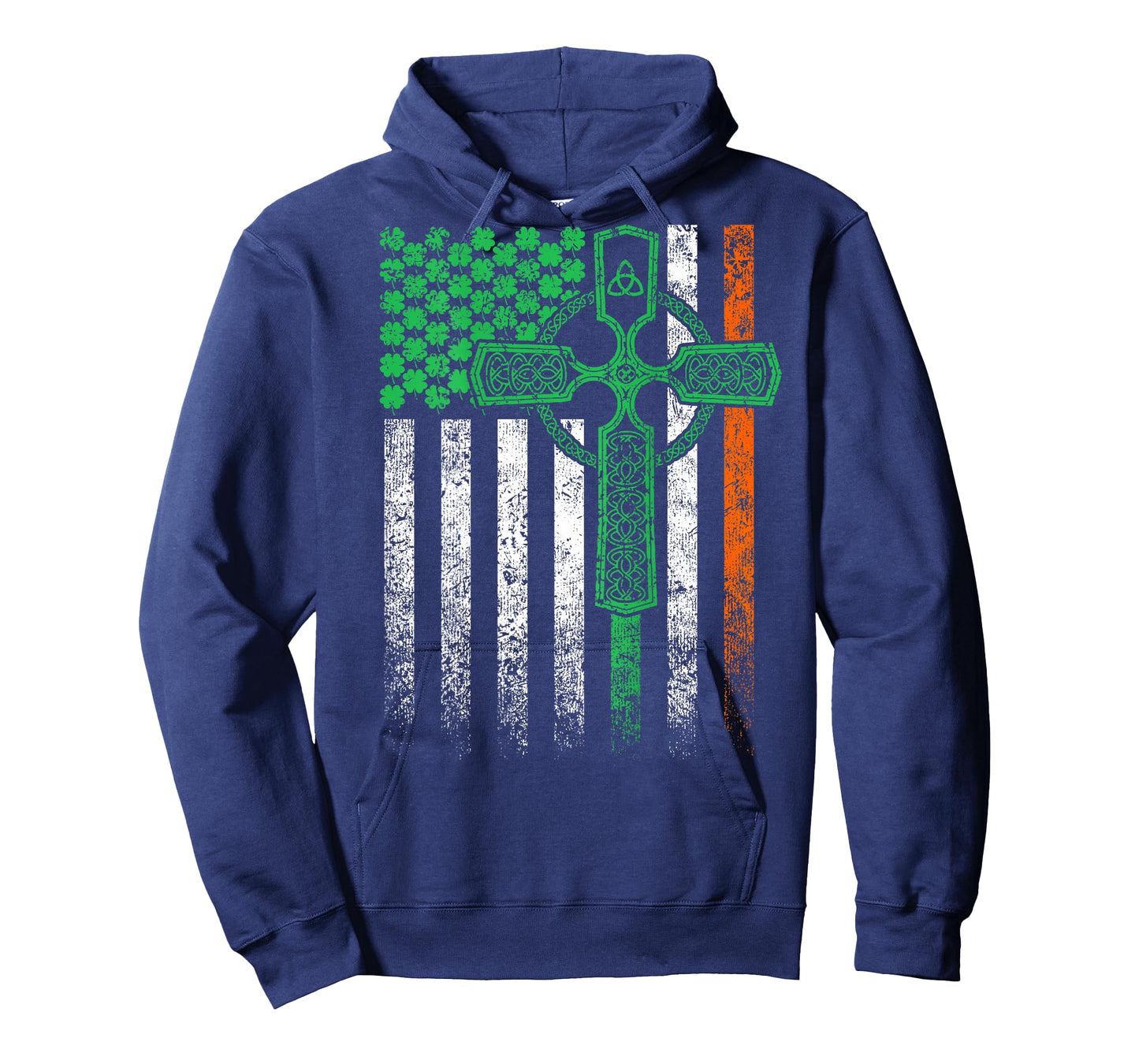 Celtic Cross Irish American Flag St. Patrick's Day on back T-Shirt