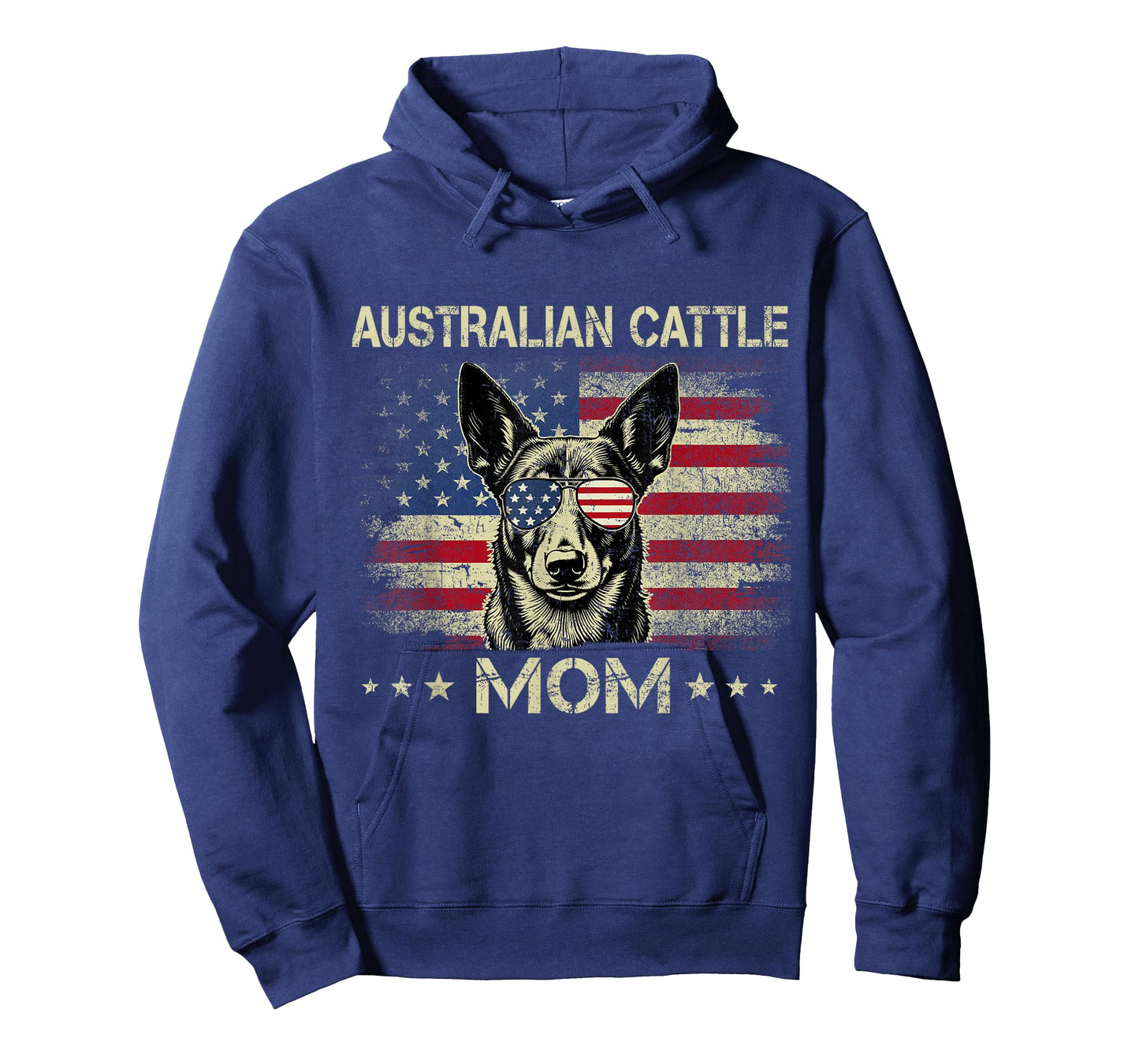 Australian Cattle Mom Dog Vintage American Flag 4th Of July T-Shirt