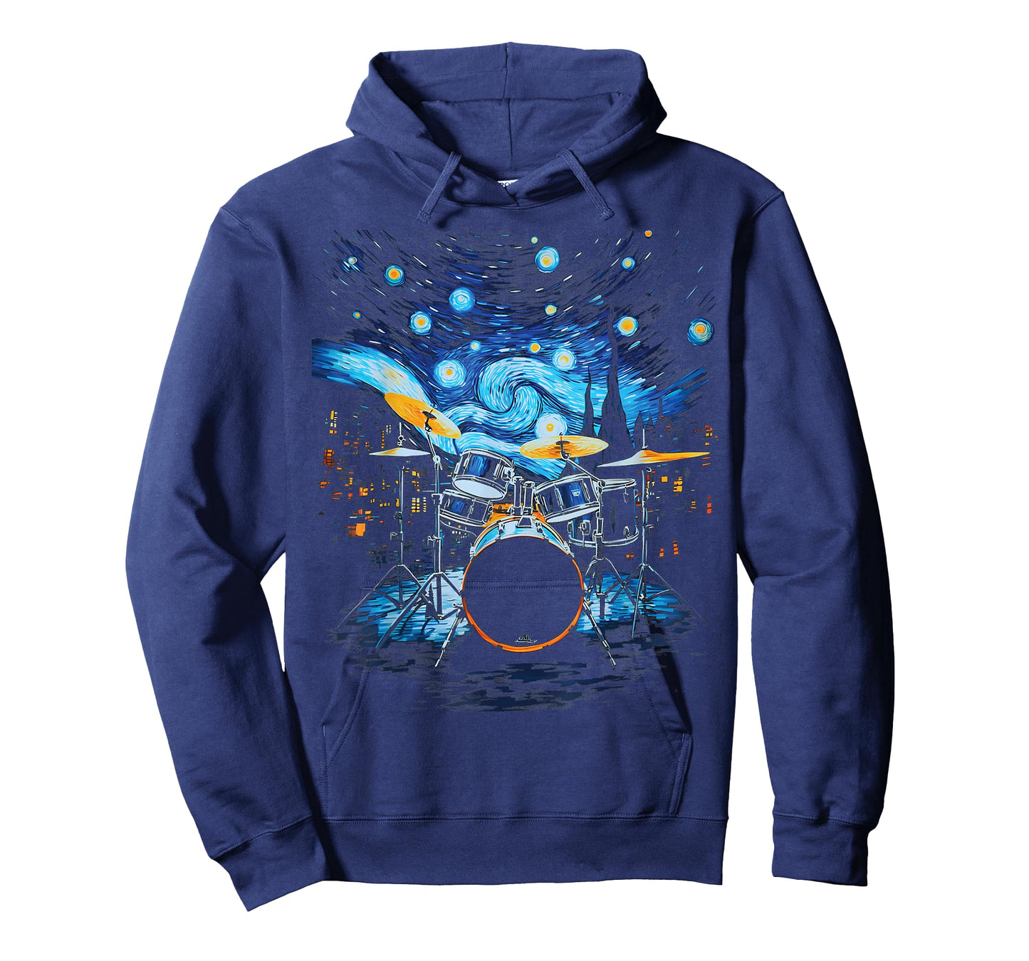 Van Gogh Starry Night Drummer Artistic Drum Set Music Lovers T-Shirt