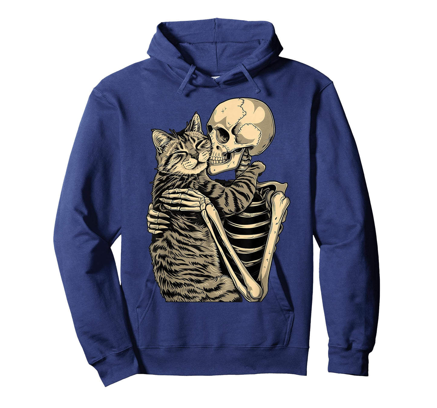 Skeleton Hugging Cat Halloween T-Shirt for Cat Lovers