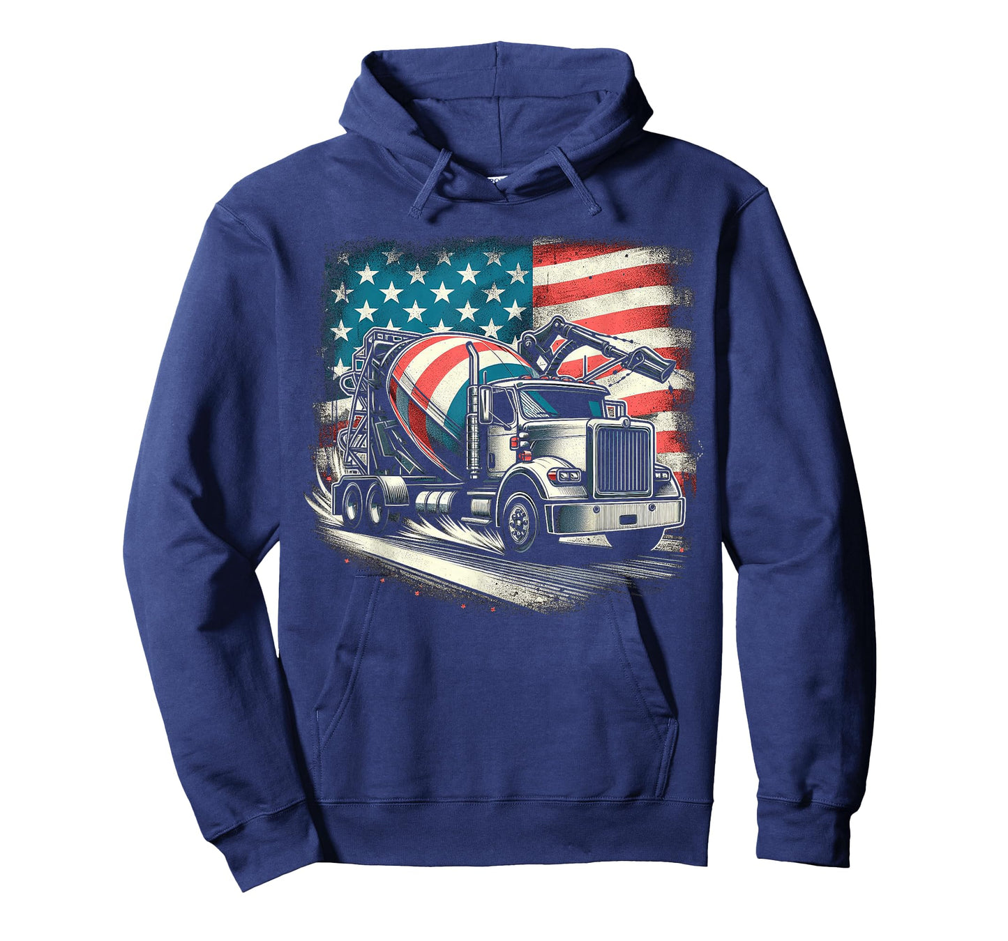 Cement Mixer Truck Construction America Flag T-Shirt
