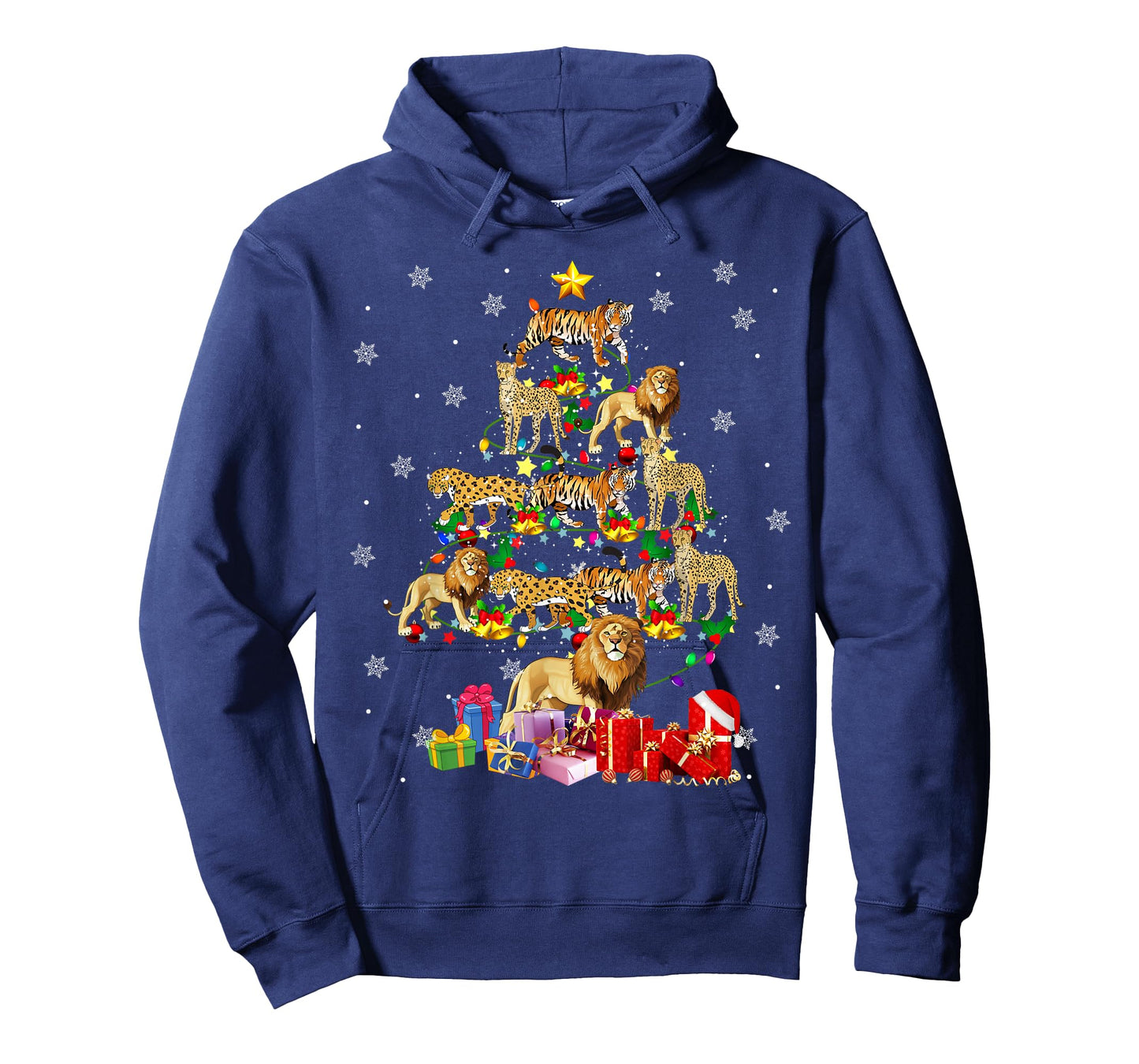 Wild Animal Christmas Tree Xmas Lion Tiger Cheetah Leopard T-Shirt