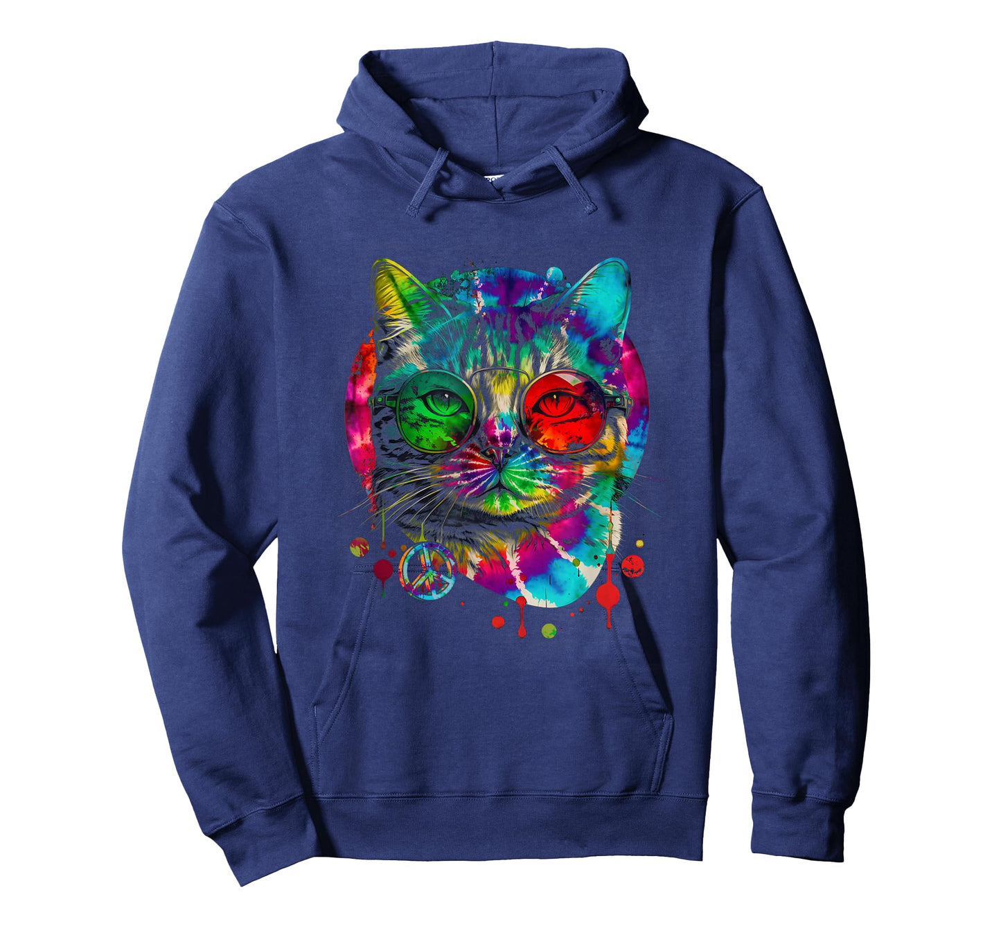 Hippie Cat Tie Dye Peace Sign 60s Psychedelic-Pet Cat Lovers T-Shirt