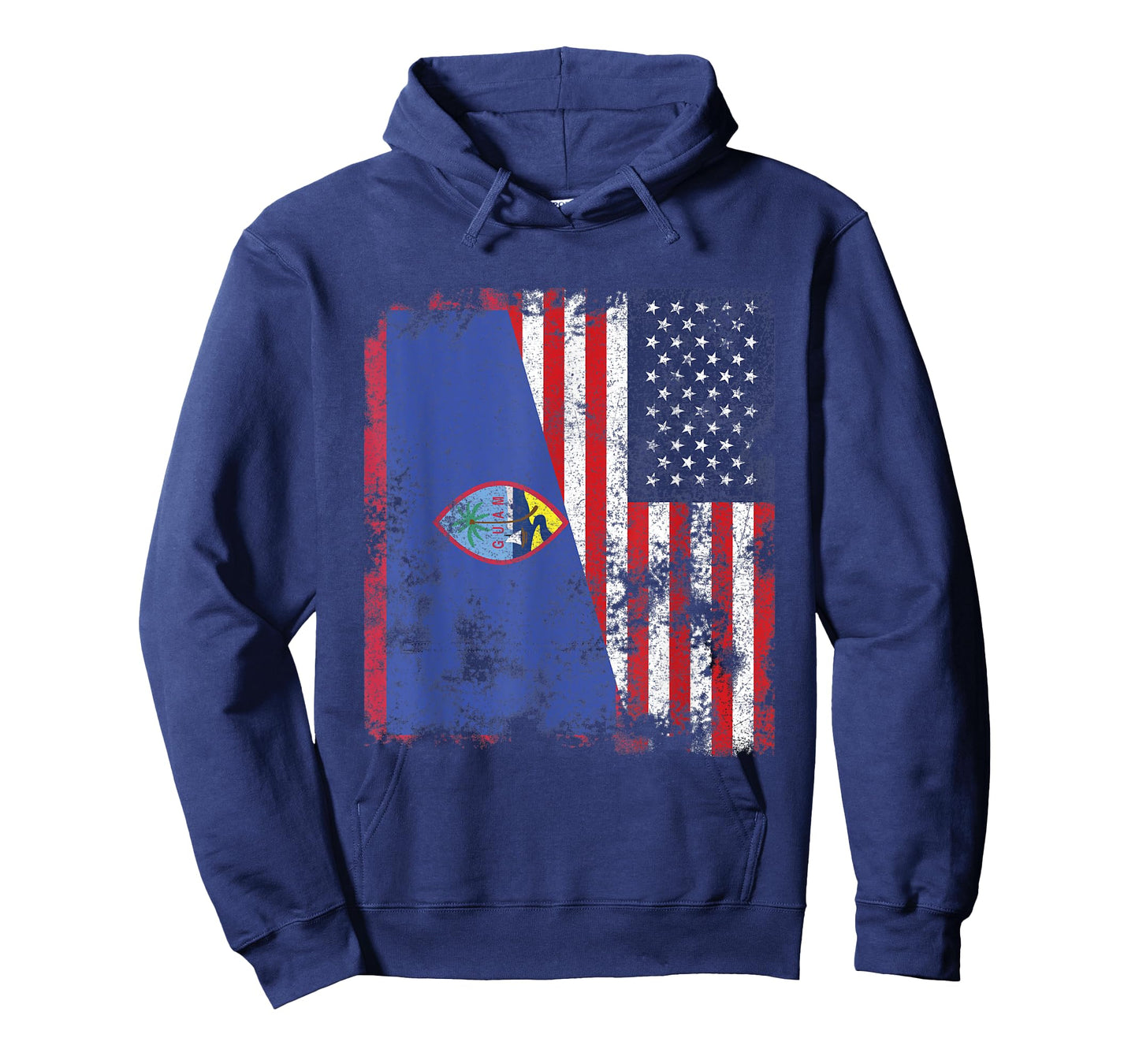 Guam USA Flag Distressed - Half American T-Shirt for Women Kids Men