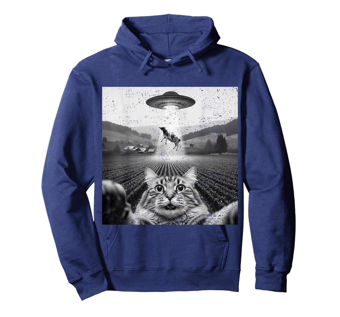 Hilarious Cat Selfie UFO Cow Abduction Alien Meme Design T-Shirt