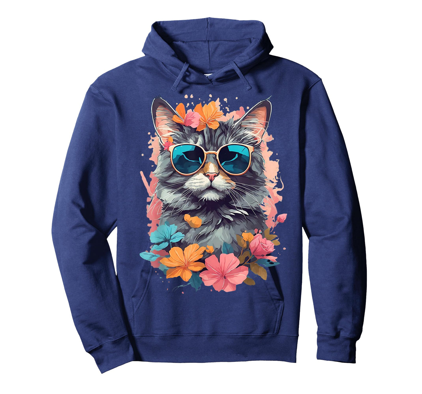 Sunglasses Tabby Cat Shirt for Girls Floral Flowers Graphic T-Shirt