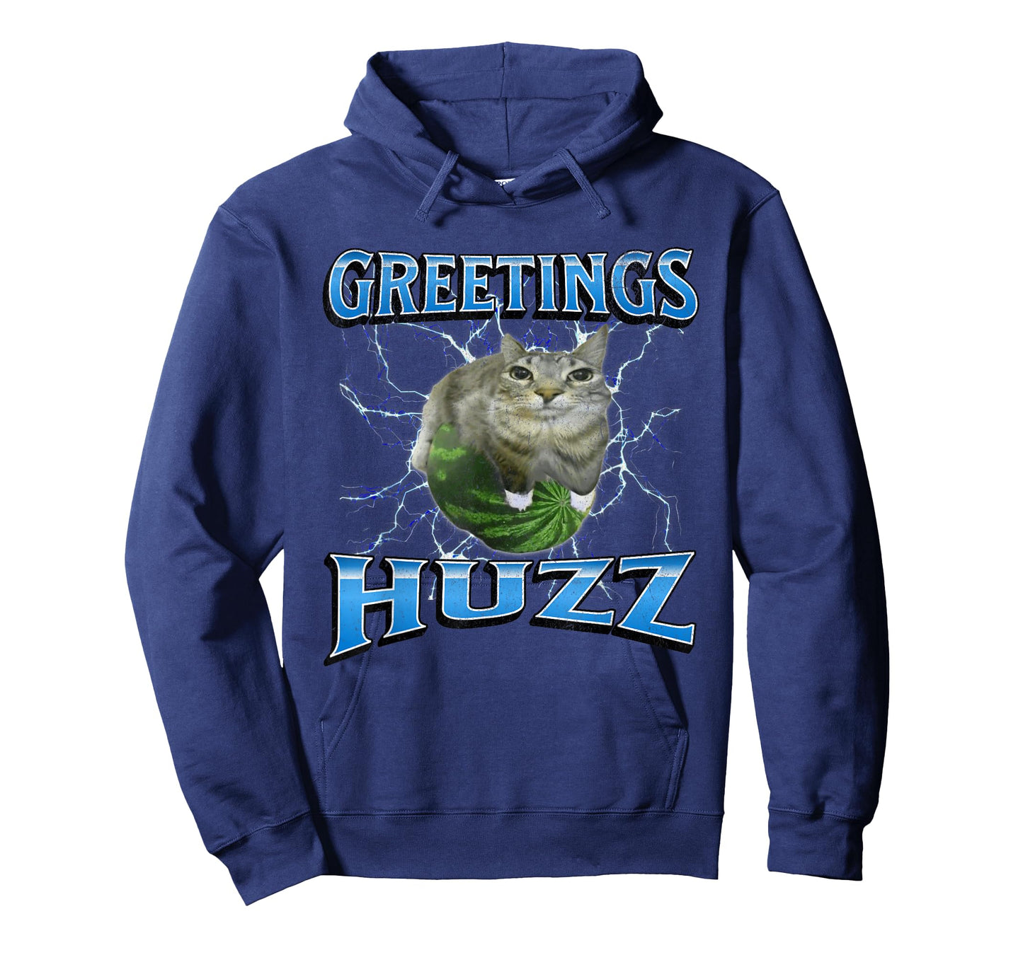 Greetings Huzz Funny Watermelon Cat Meme Bootleg Graphic T-Shirt for Men Women