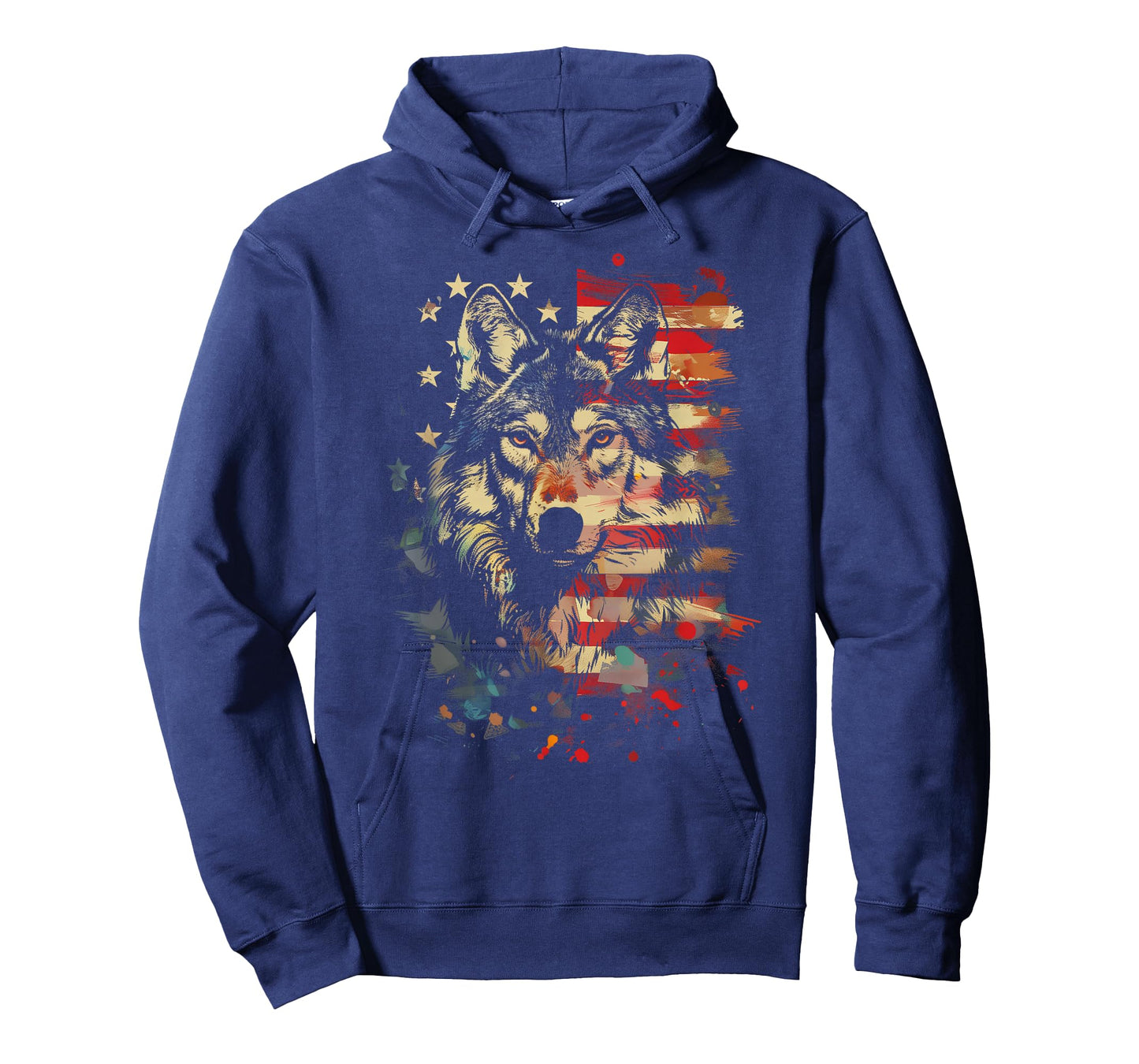 Patriotic Wolf American Flag USA Wolf Lover Vintage T-Shirt