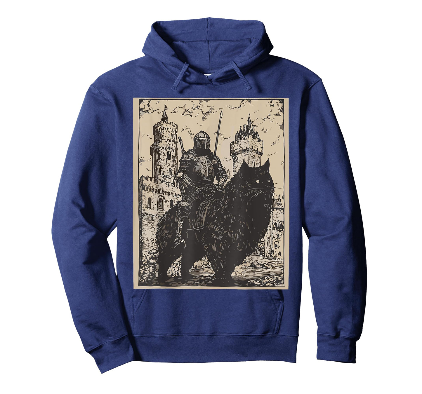 Knight Cat Rider Vintage 90s Medieval Knight Riding Cat T-Shirt for Men Women