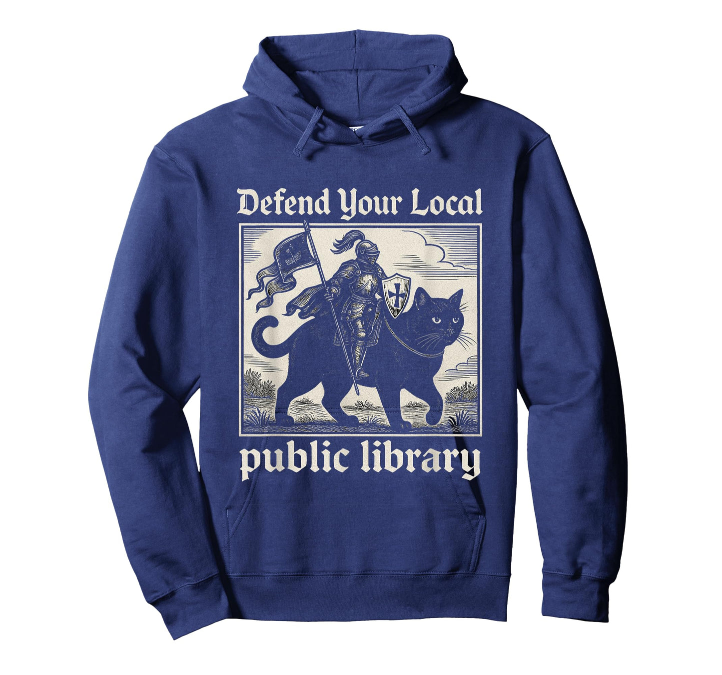 Defend Your Local Public Library Cat Knight Funny Fantasy T-Shirt