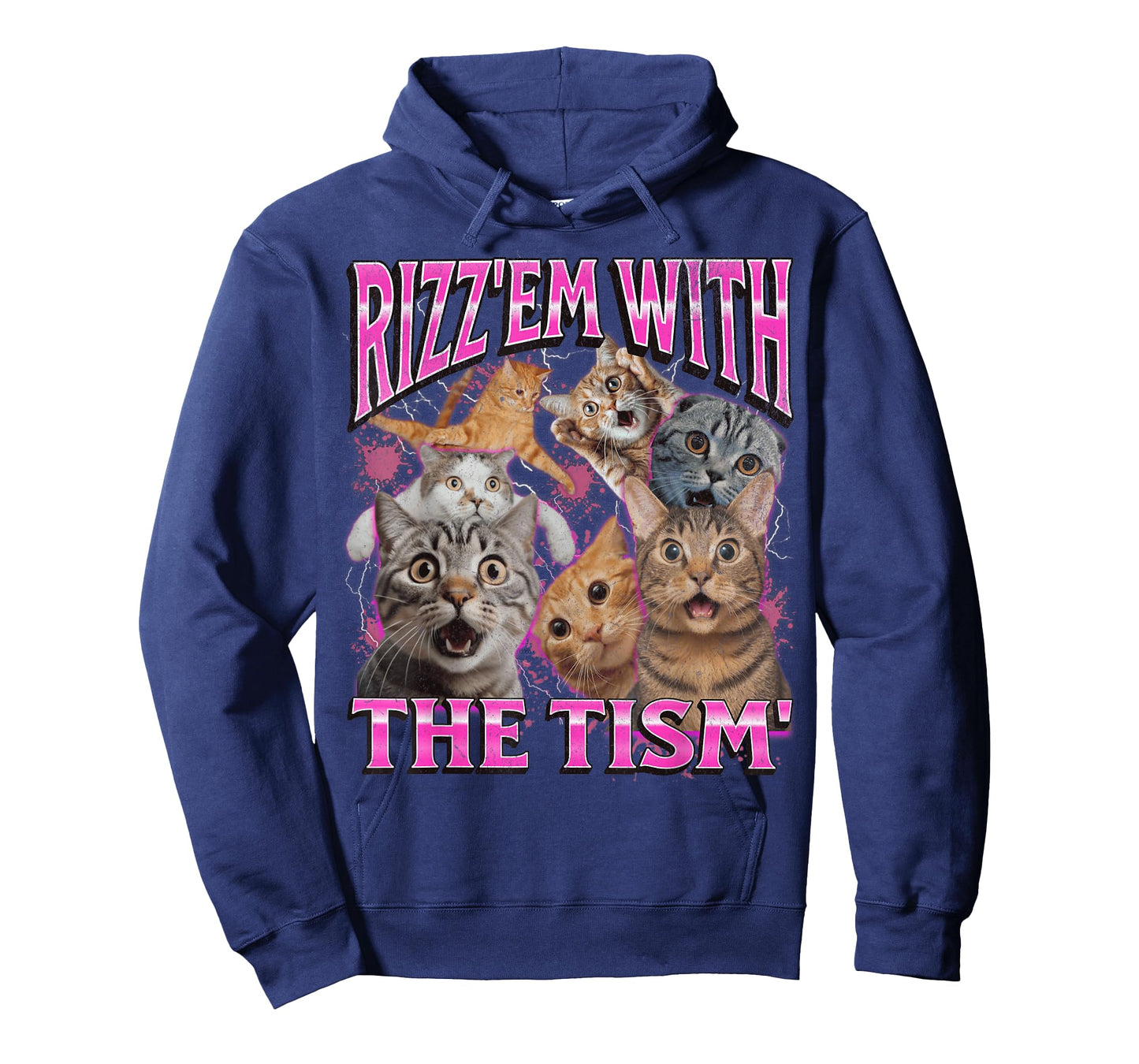 Rizz Em' With The Tism' Funny Cat Meme Bootleg Graphic 90s Men Women T-Shirt