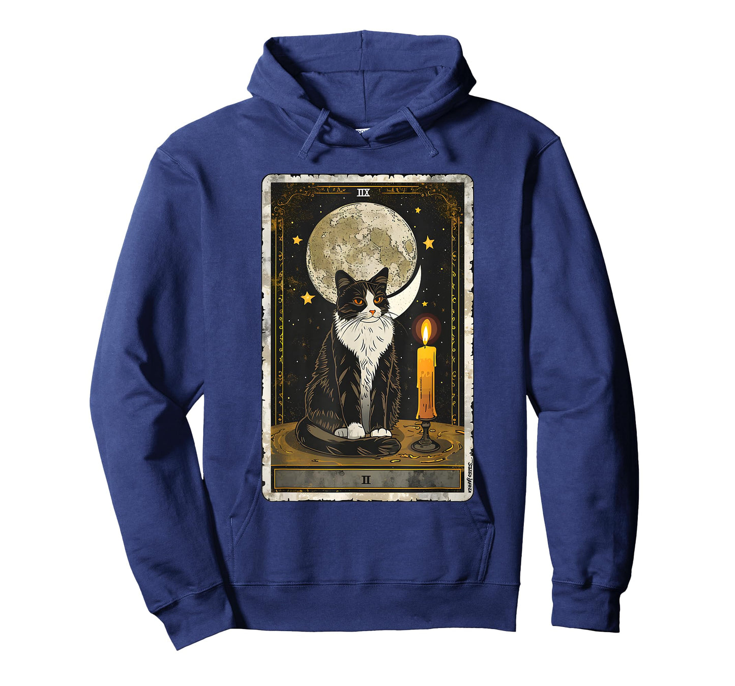 Mystical Feline Serenity: Tarot Moonlight Cat Men Women Kids T-Shirt
