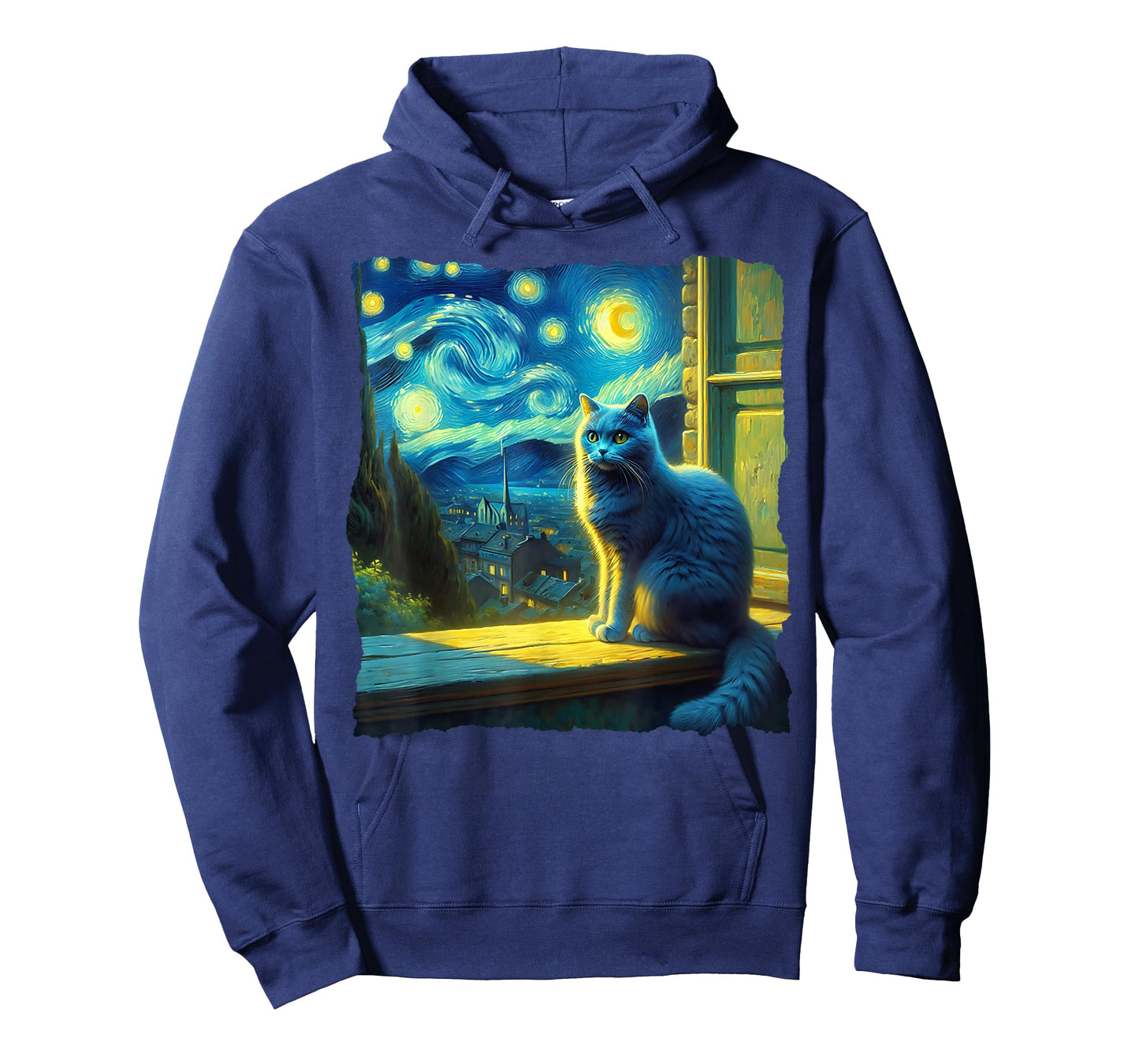 Cat Russian Blue Starry Night Russian Blue T-Shirt
