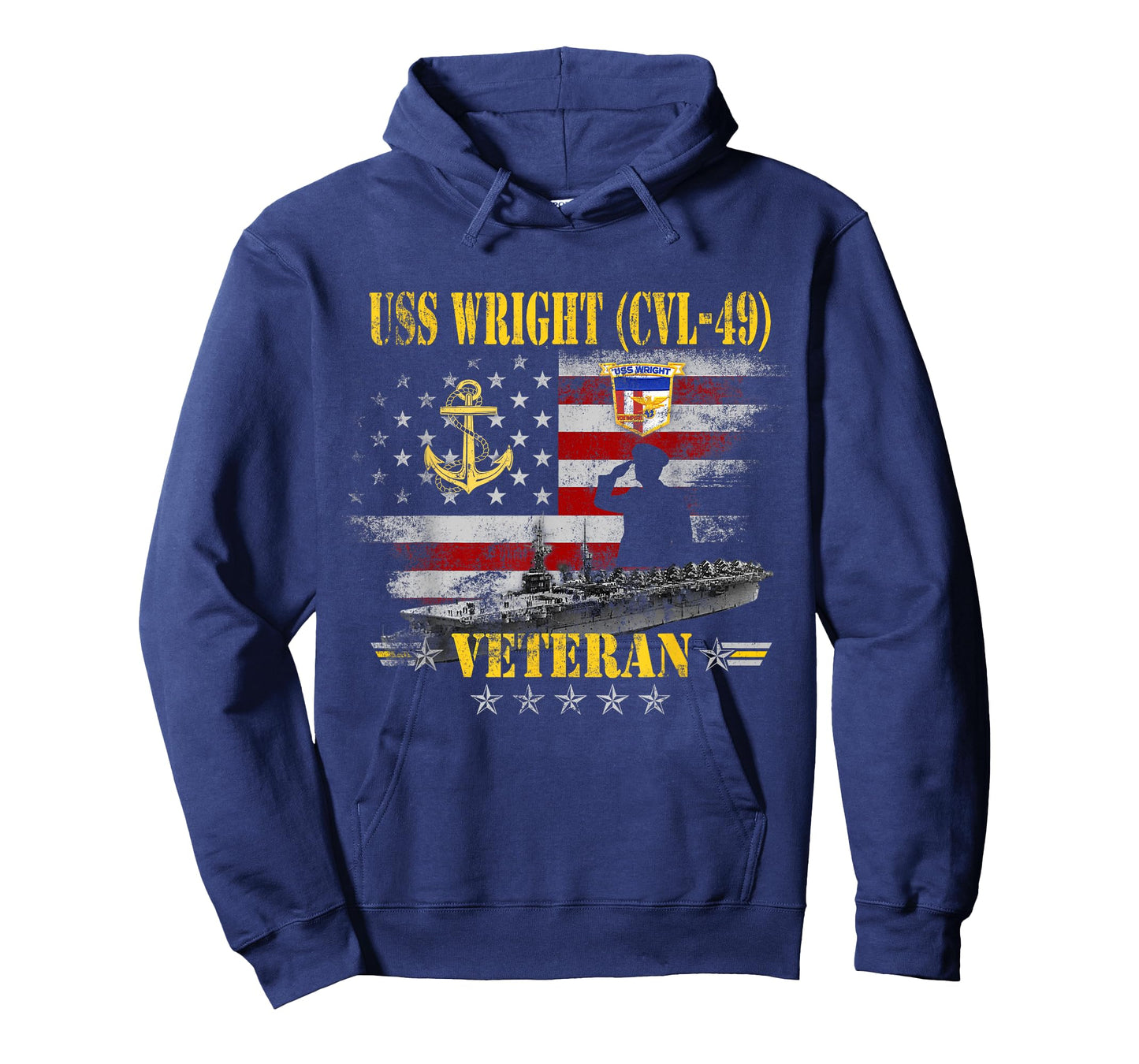 USS Wright CVL-49 Aircraft Carrier Vintage Veteran Proud T-Shirt