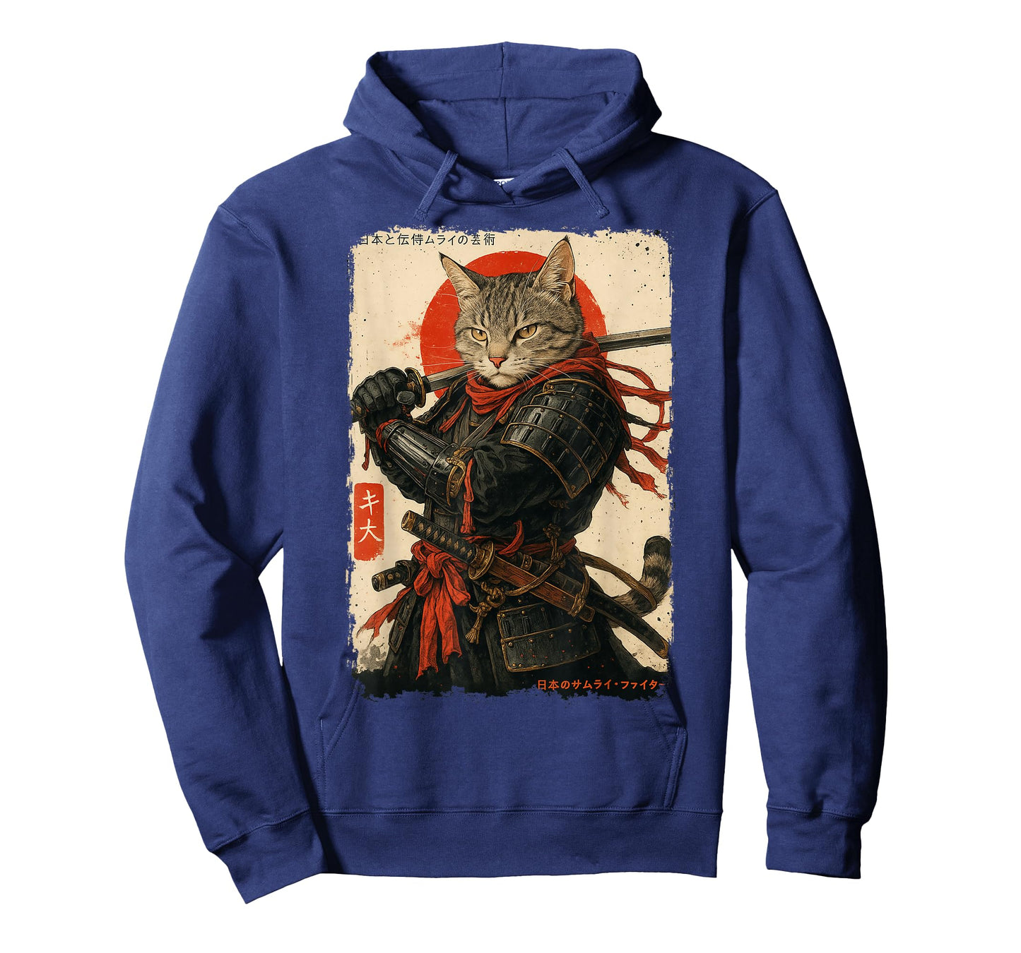 Samurai Cat Warrior Japanese Ukiyo Ink Art Cat Samurai T-Shirt