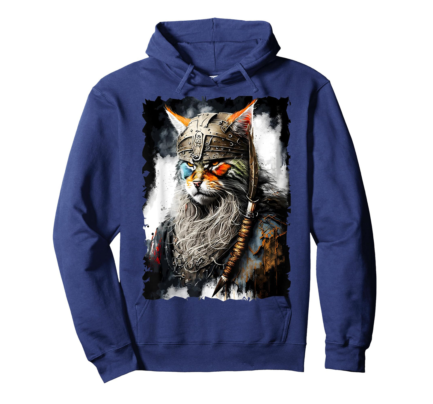 Viking Cat Norse Uniform Painting Portrait Cat Viking Men Women Kids T-Shirt