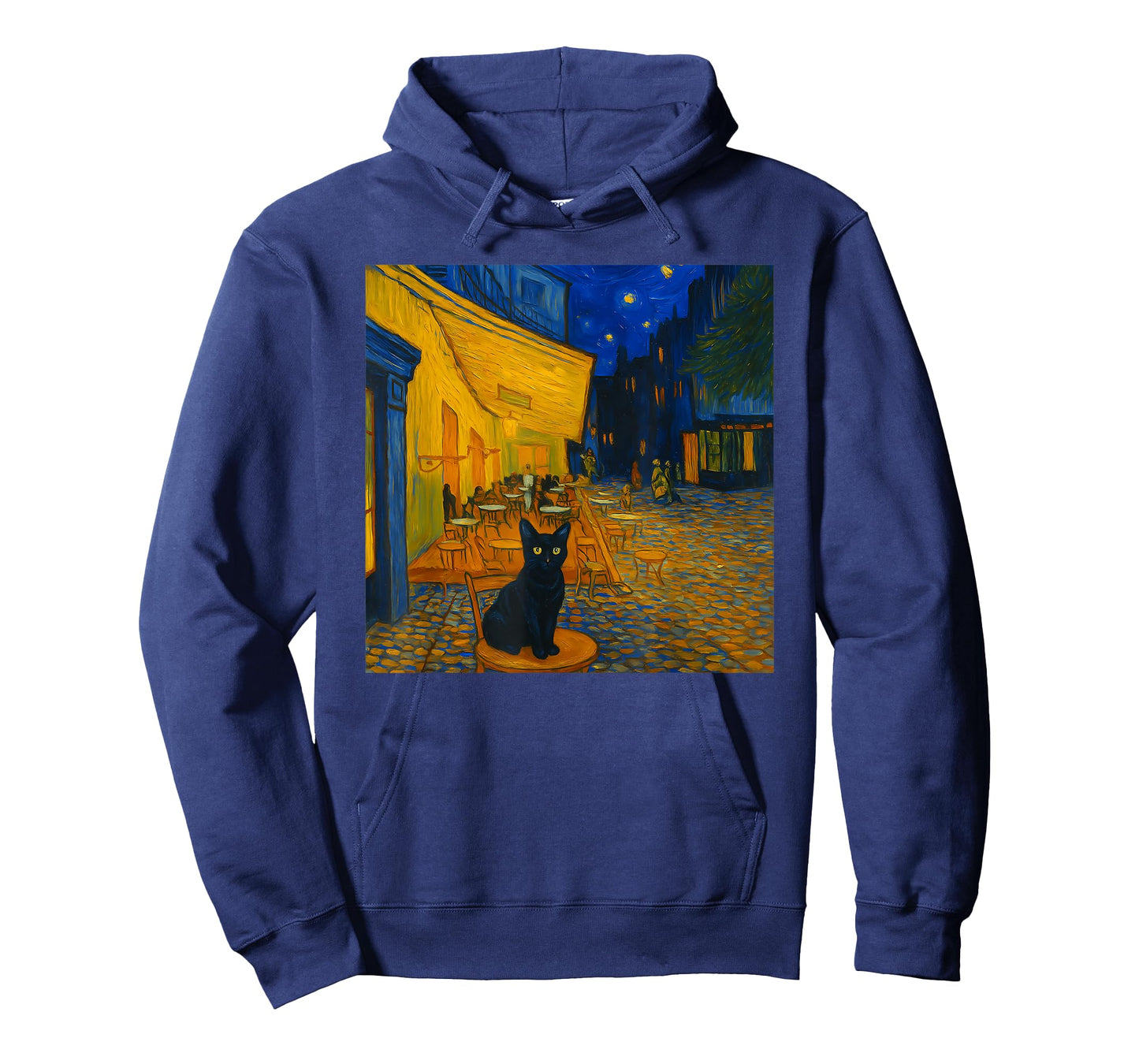 Cafe Terrace At Night With Cat Funny Famous Artist Painting Men Women Kids T-Shirt