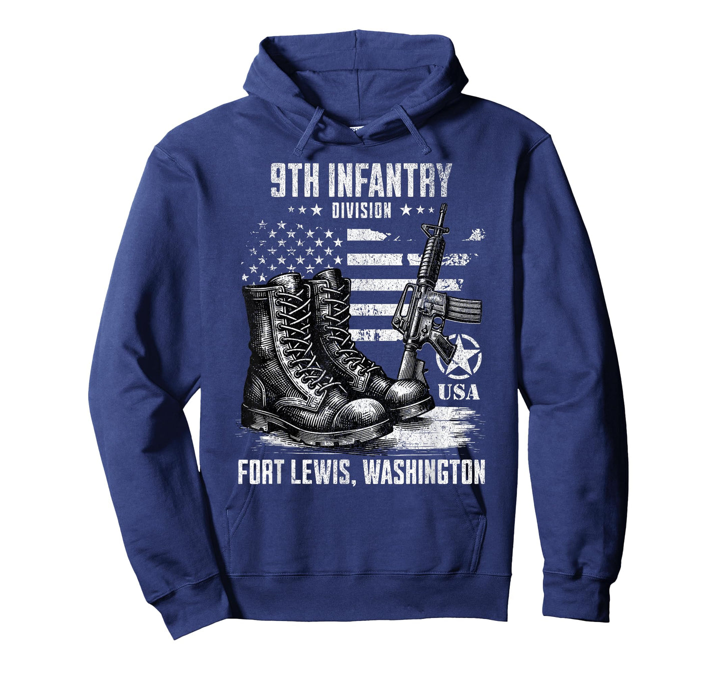 SoldierTees 9th Infantry Division Fort Lewis Washington Military Veteran T-Shirt, Small, Black