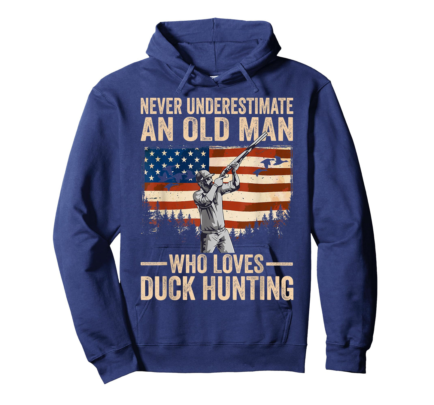 Mens USA Never Underestimate An Old Man Who Loves Duck Hunting T-Shirt