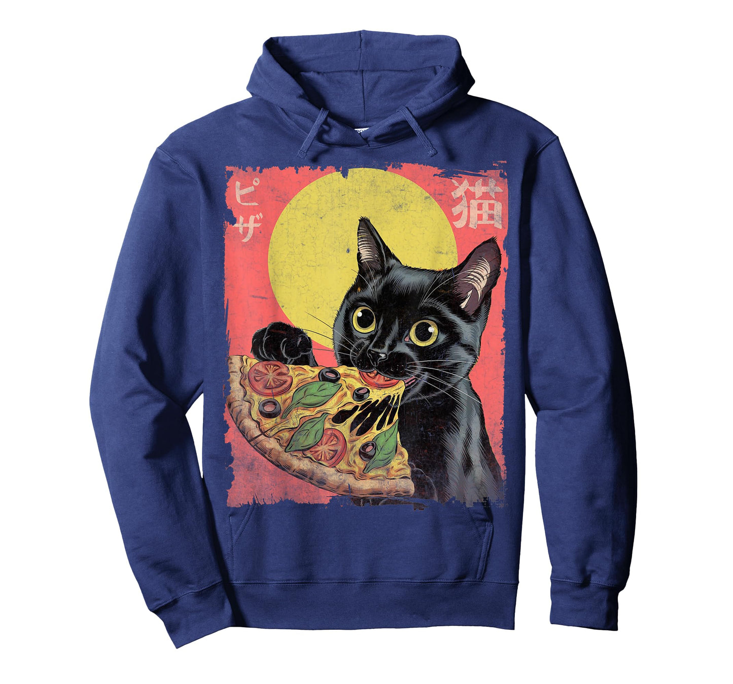 Aesthetic Cat Eating Pizza Japanese Kawaii Anime Cat Pizza T-Shirt