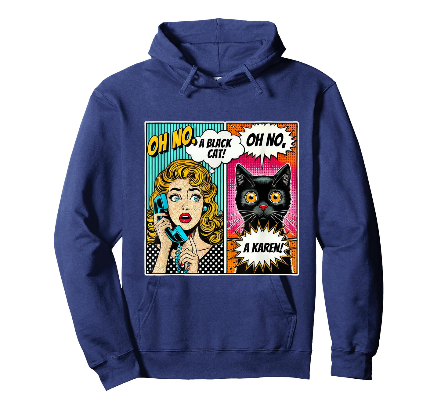 Oh No a Black Cat & Karen Funny Comic Cat Lovers Tee Design T-Shirt