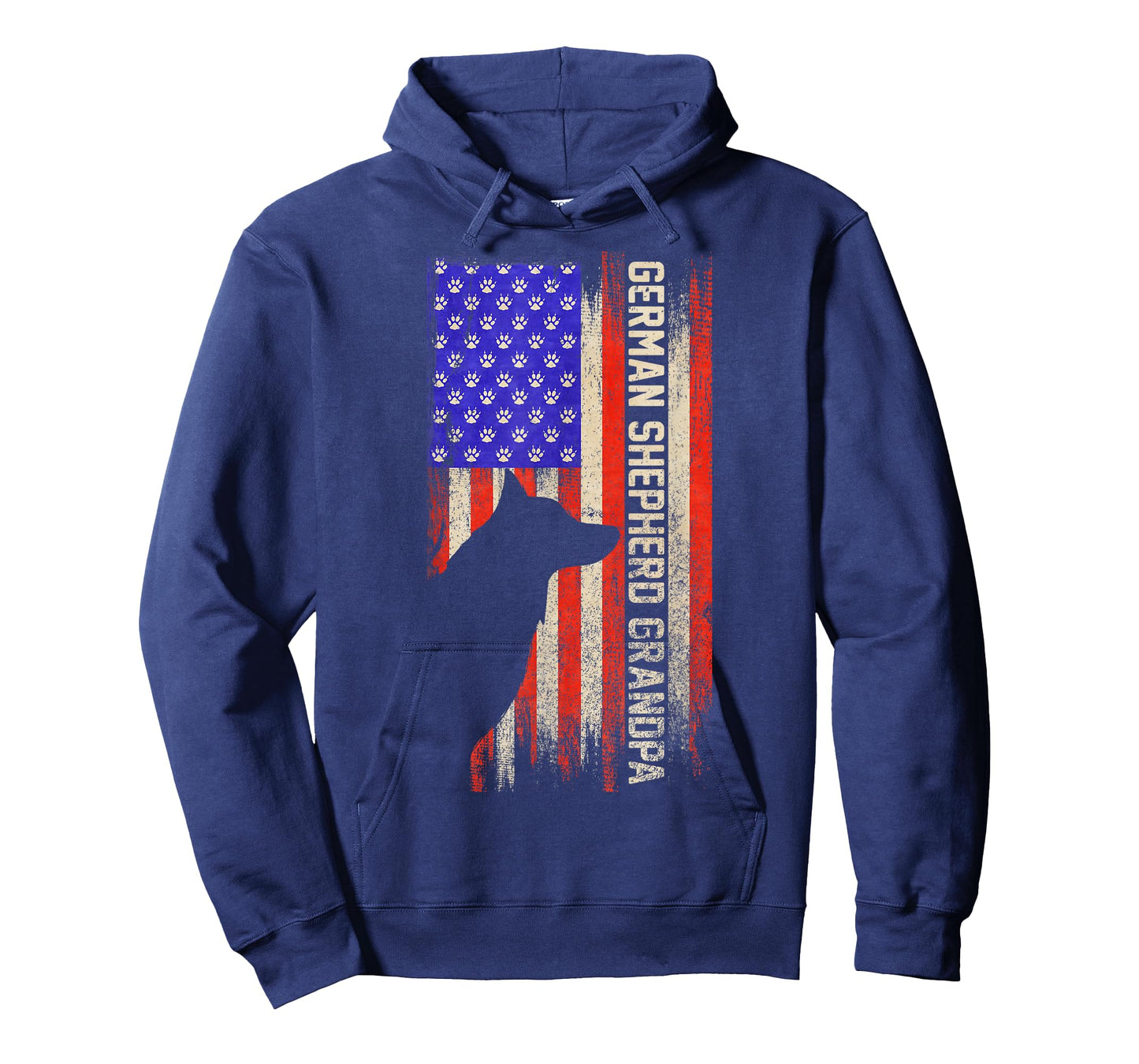 Vintage USA Flag Proud German Shepherd Grandpa Silhouette T-Shirt