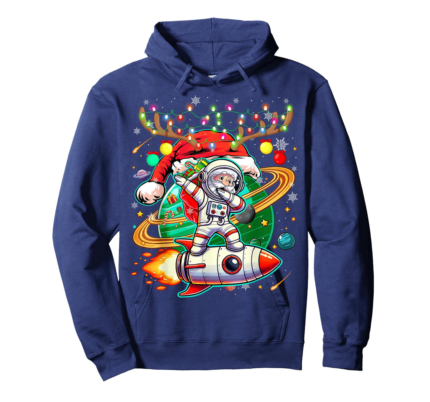 Dabbing Santa Christmas Lights Boys Men Kids Xmas Funny T-Shirt
