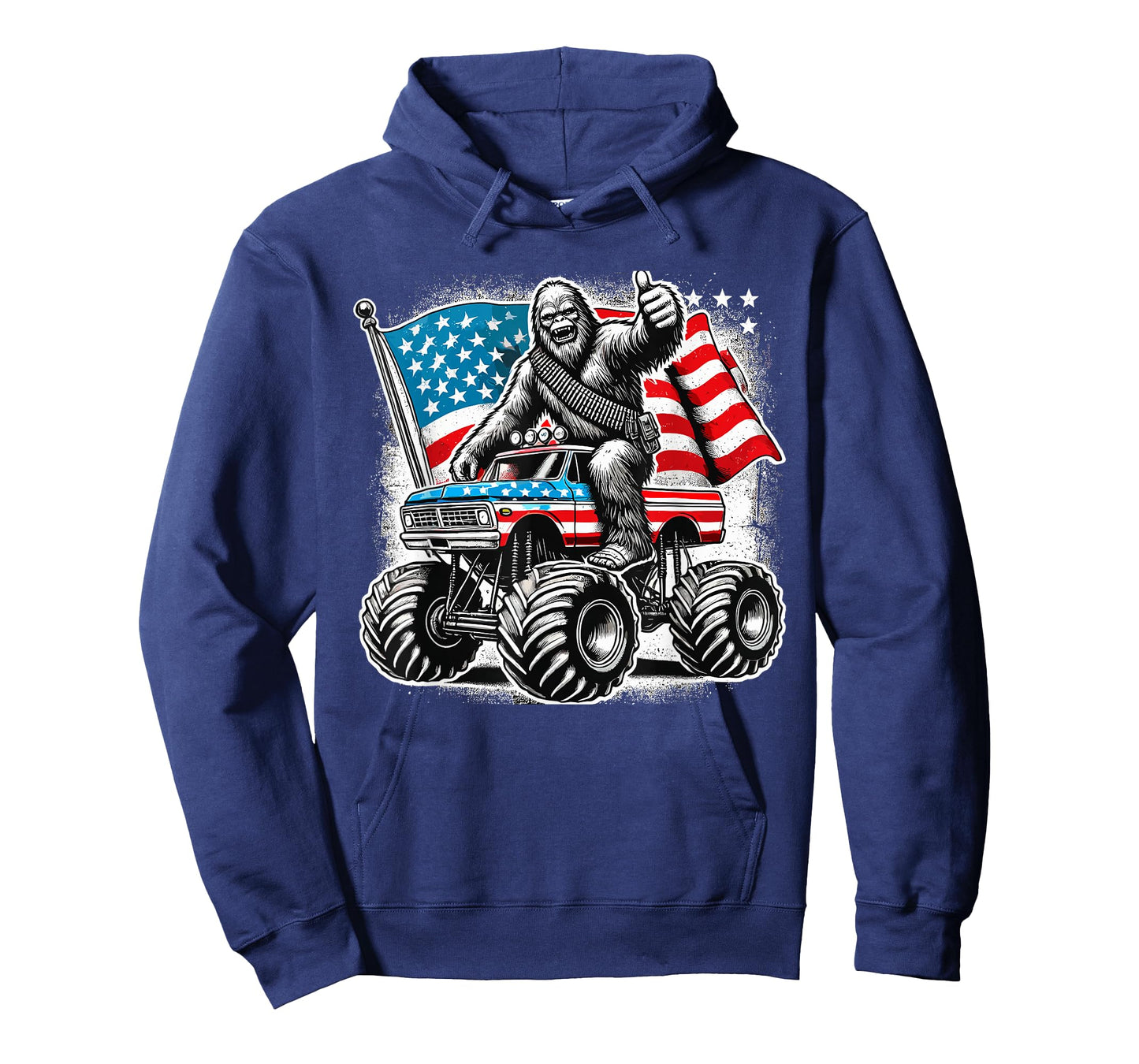 Patriotic Sasquatch Bigfoot Monster Truck American USA Flag T-Shirt