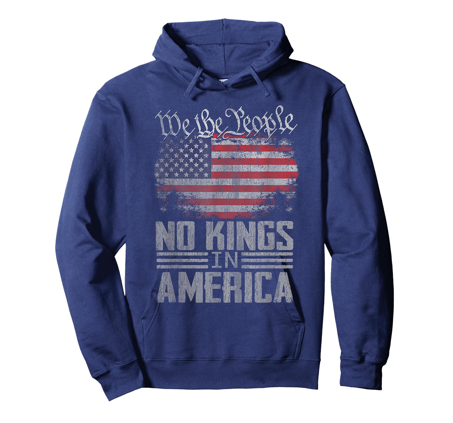No Kings in America US Flag Vintage Men Women (On Back) T-Shirt