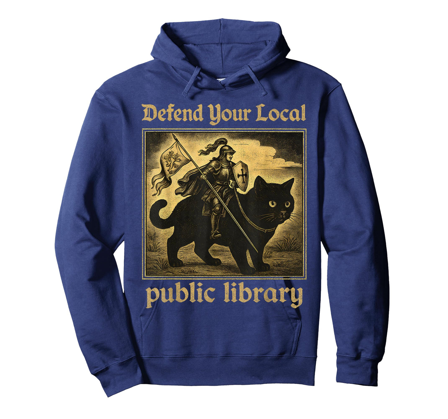 Defend Your Local Public Library Cat Knight Tee T-Shirt