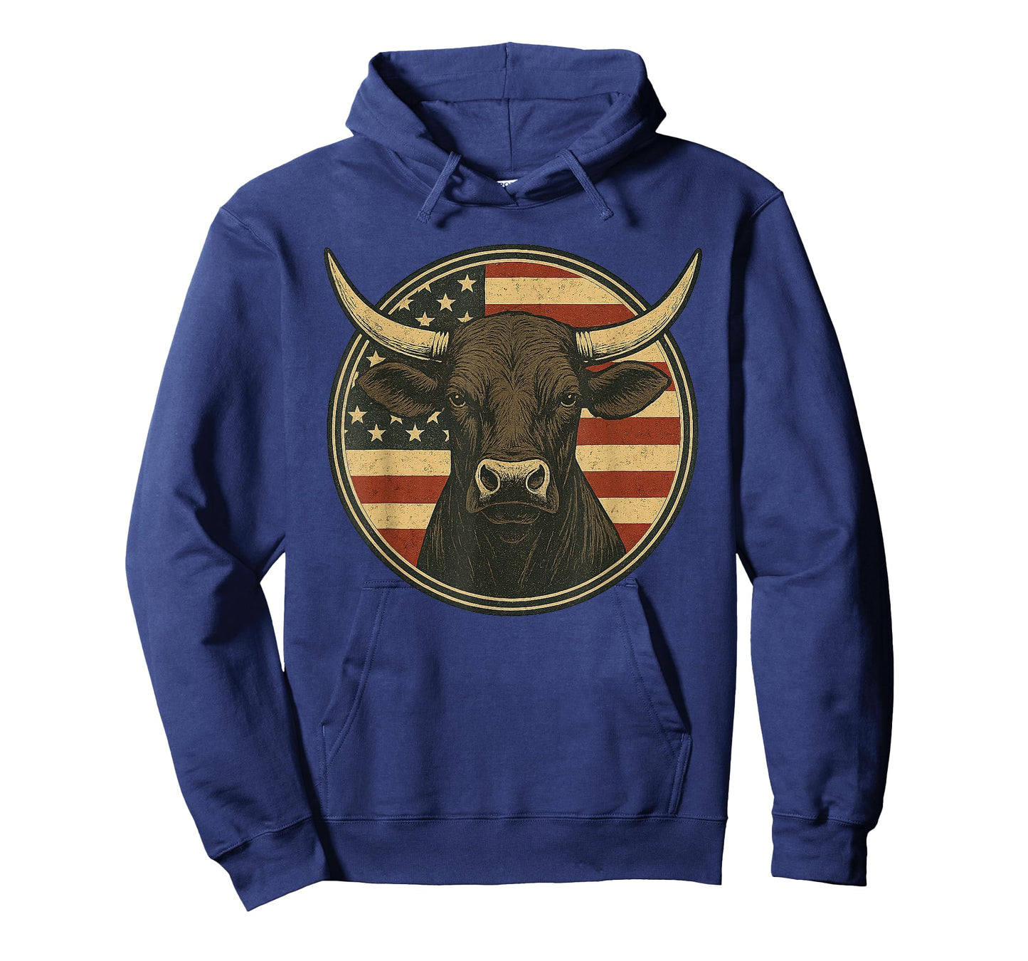 Vintage Western Bull with American Flag Patriotic Rodeo T-Shirt