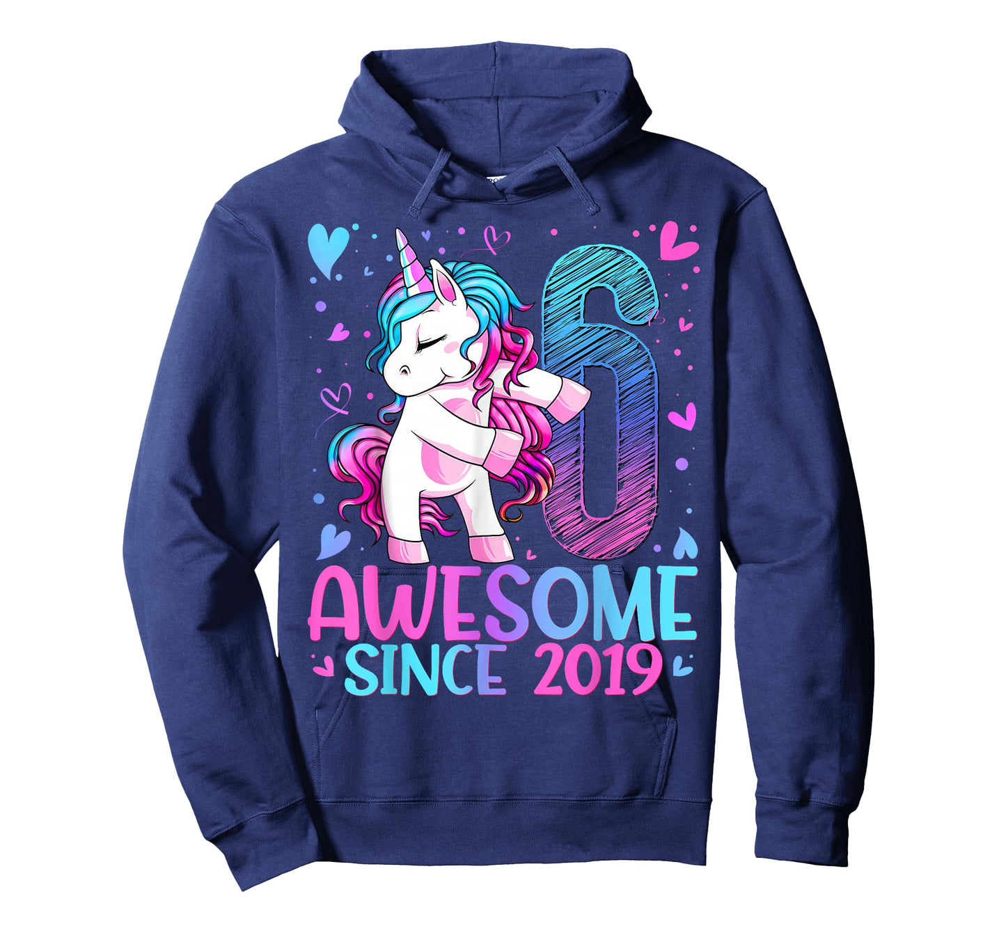 6th Birthday Unicorn Awesome Since 2019 Birthday Girl Party T-Shirt