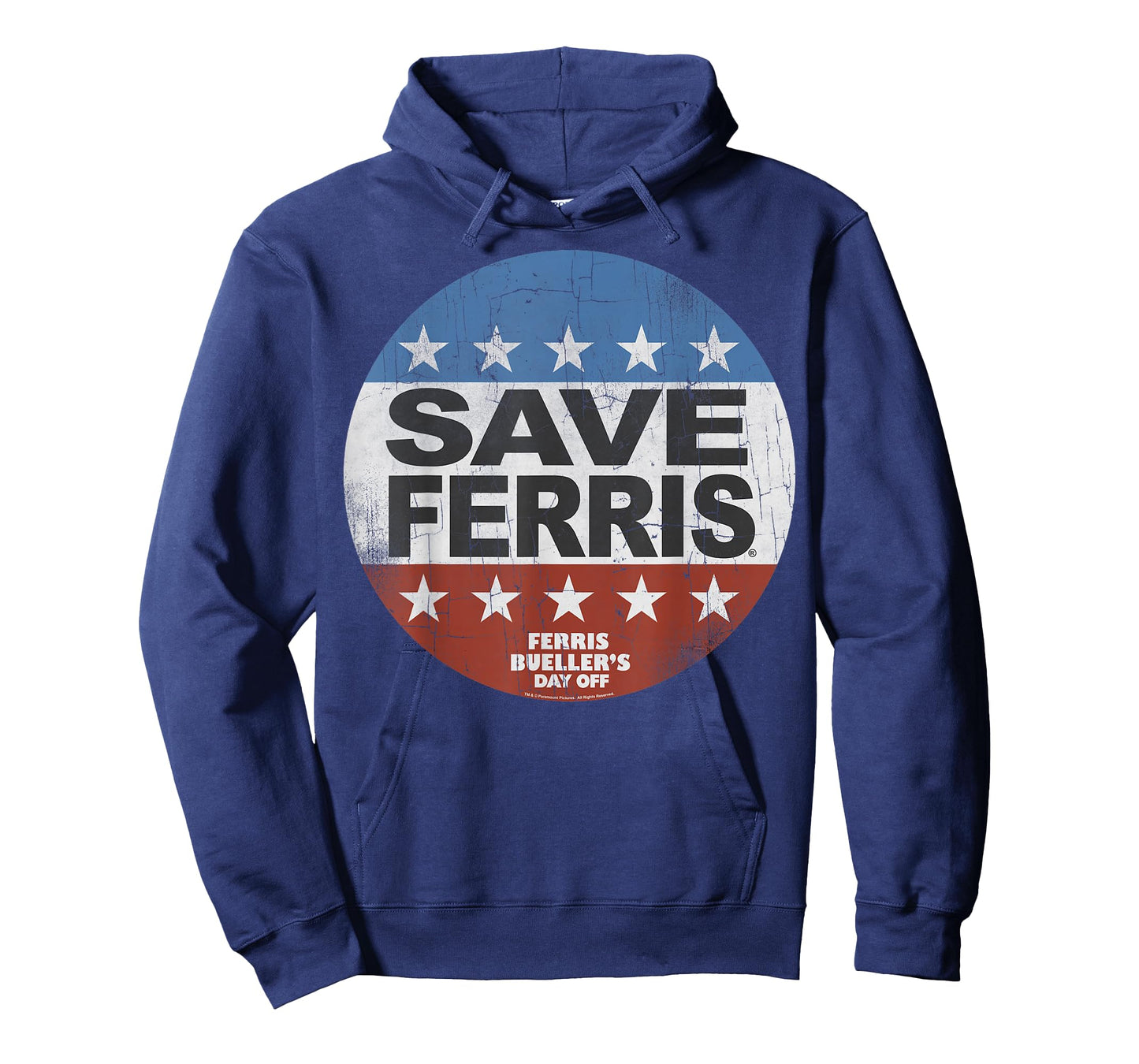 Ferris Bueller's Day Off Save Ferris American Flag Button T-Shirt Small