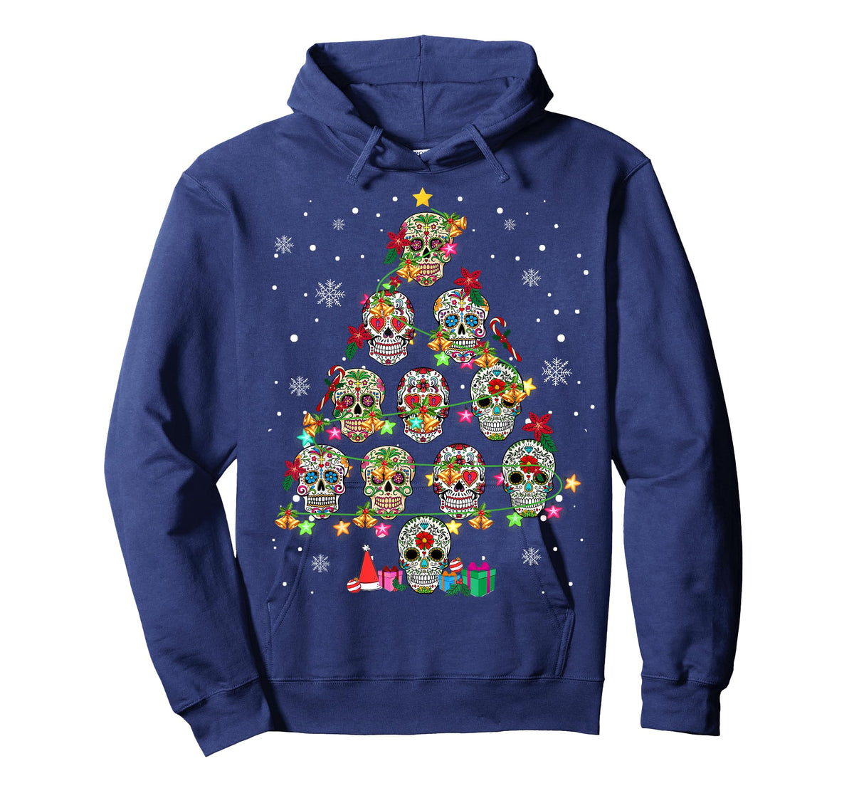 Skull Christmas Tree Funny Mexican Flower Sugar Skull T-Shirt