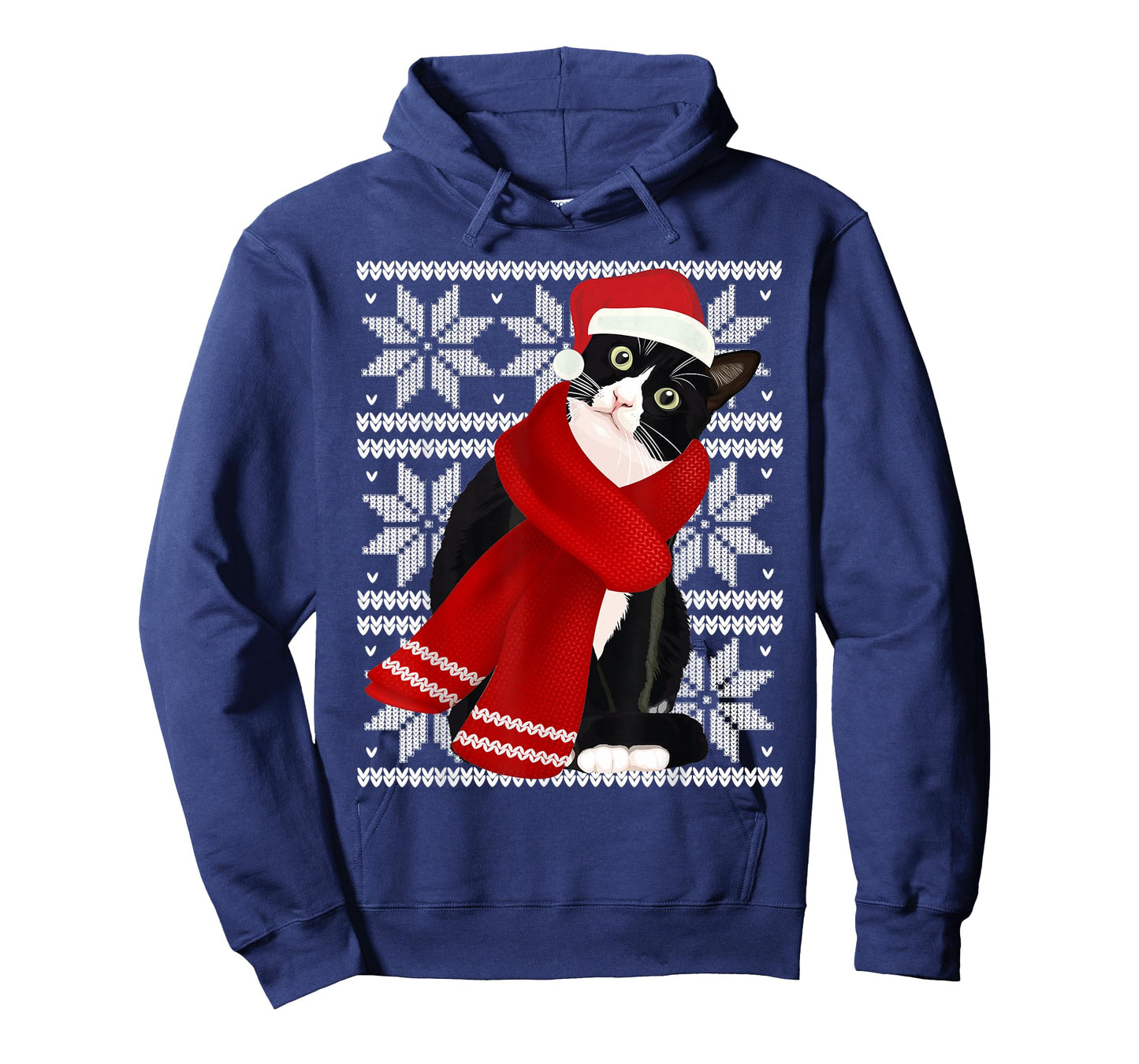 Ugly Christmas Black Cat Santa Hat Scarf Holiday Cute T-Shirt