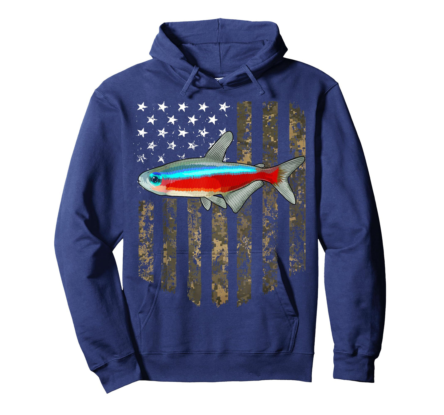 Camo American Flag Neon Tetra 4th Of July Aquarium Fish T-Shirt for Women Men