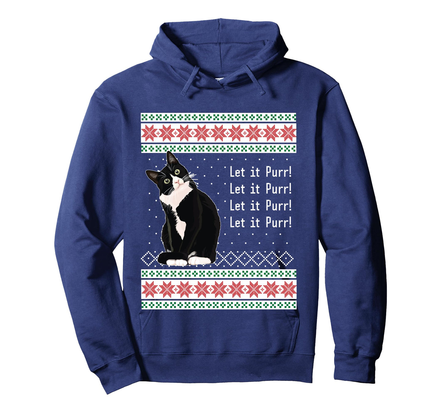 Ugly Christmas Sweater Let it Purr Tuxedo Cat T Shirt