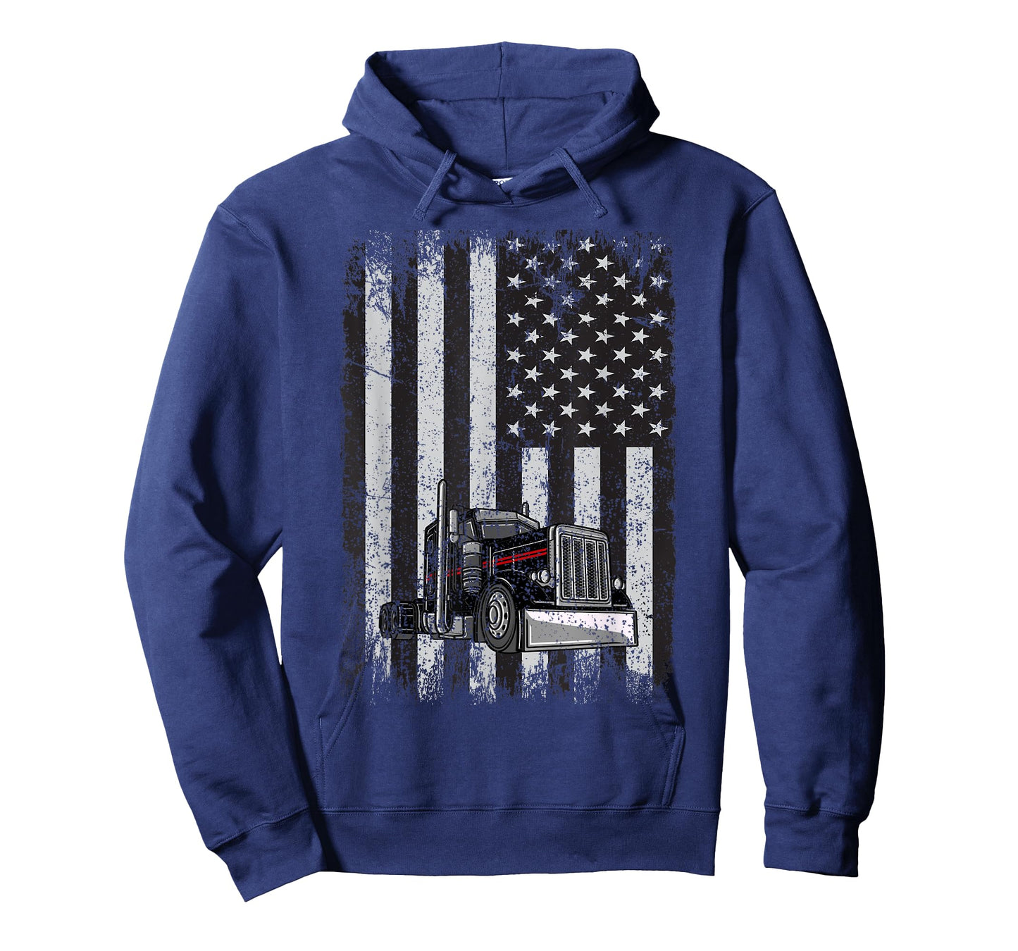 Patriotic black Truck American Flag black white T-Shirt