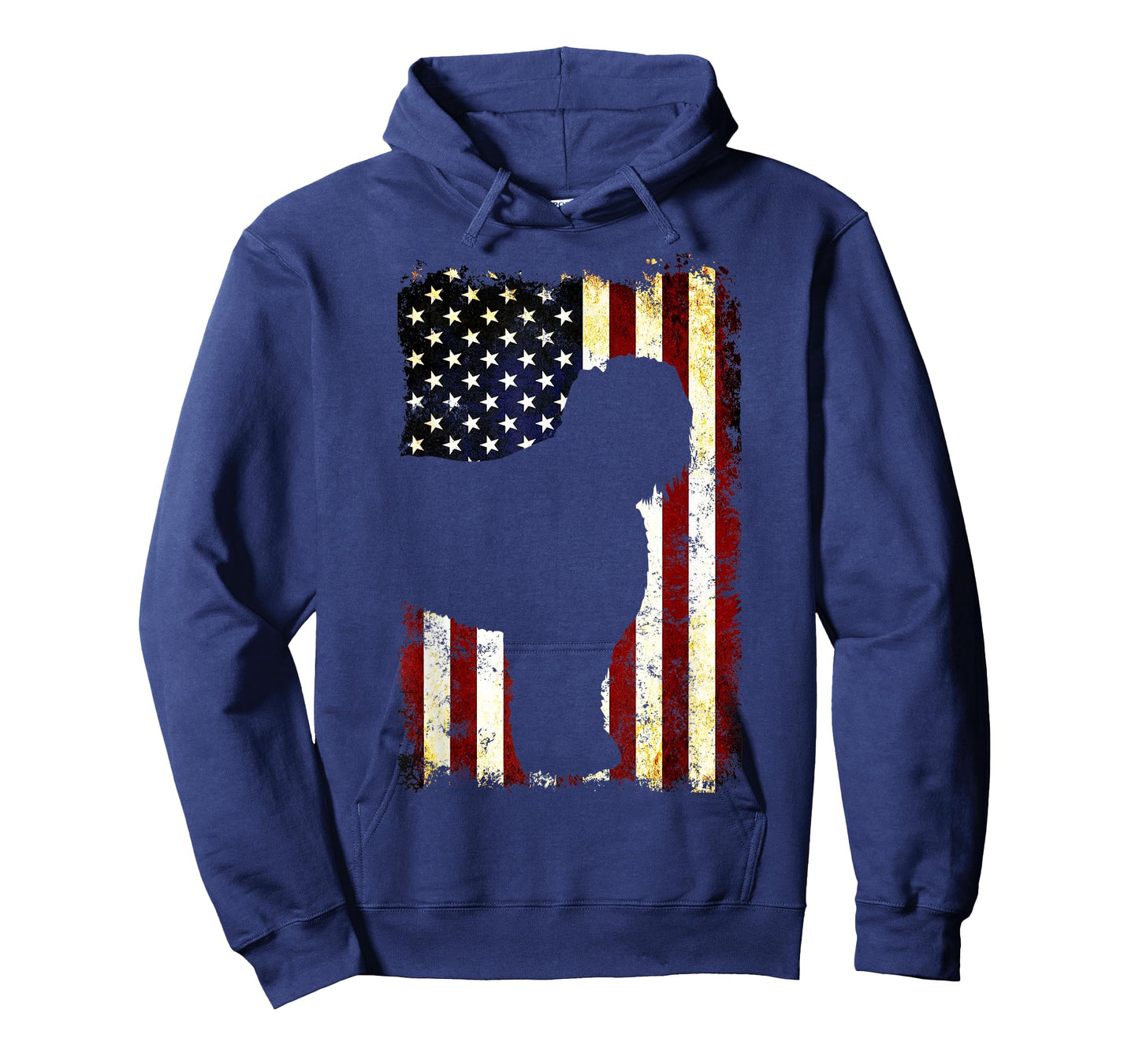 Black Russian Terrier Silhouette American Flag Women Men T-Shirt
