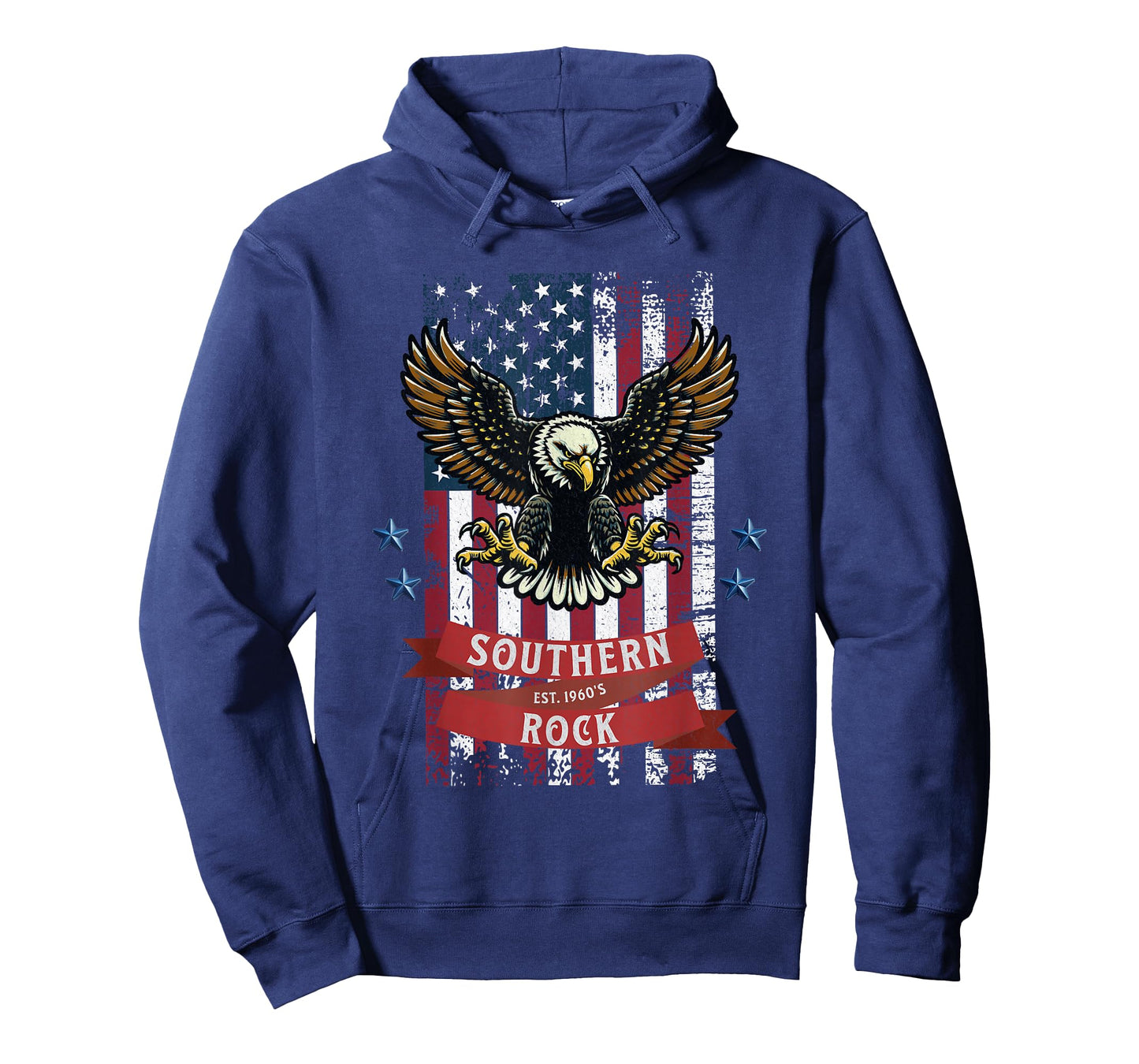 Southern Rock Est. 1960s - Vintage Eagle & Flag Design T-Shirt, Small, Black